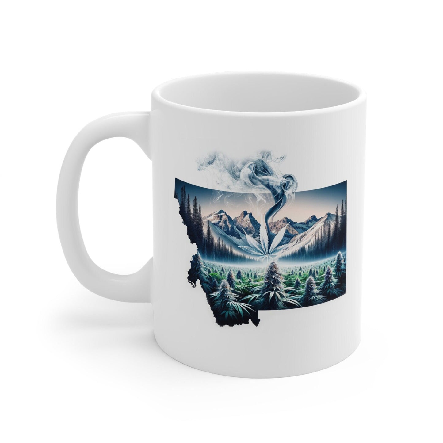 MONTANA Weed Mug - State Themed Coffee Mugs, Marijuana Graphic - Perfect Gift for Smokers, Weed Lovers, Stoners - Cannabis Decor