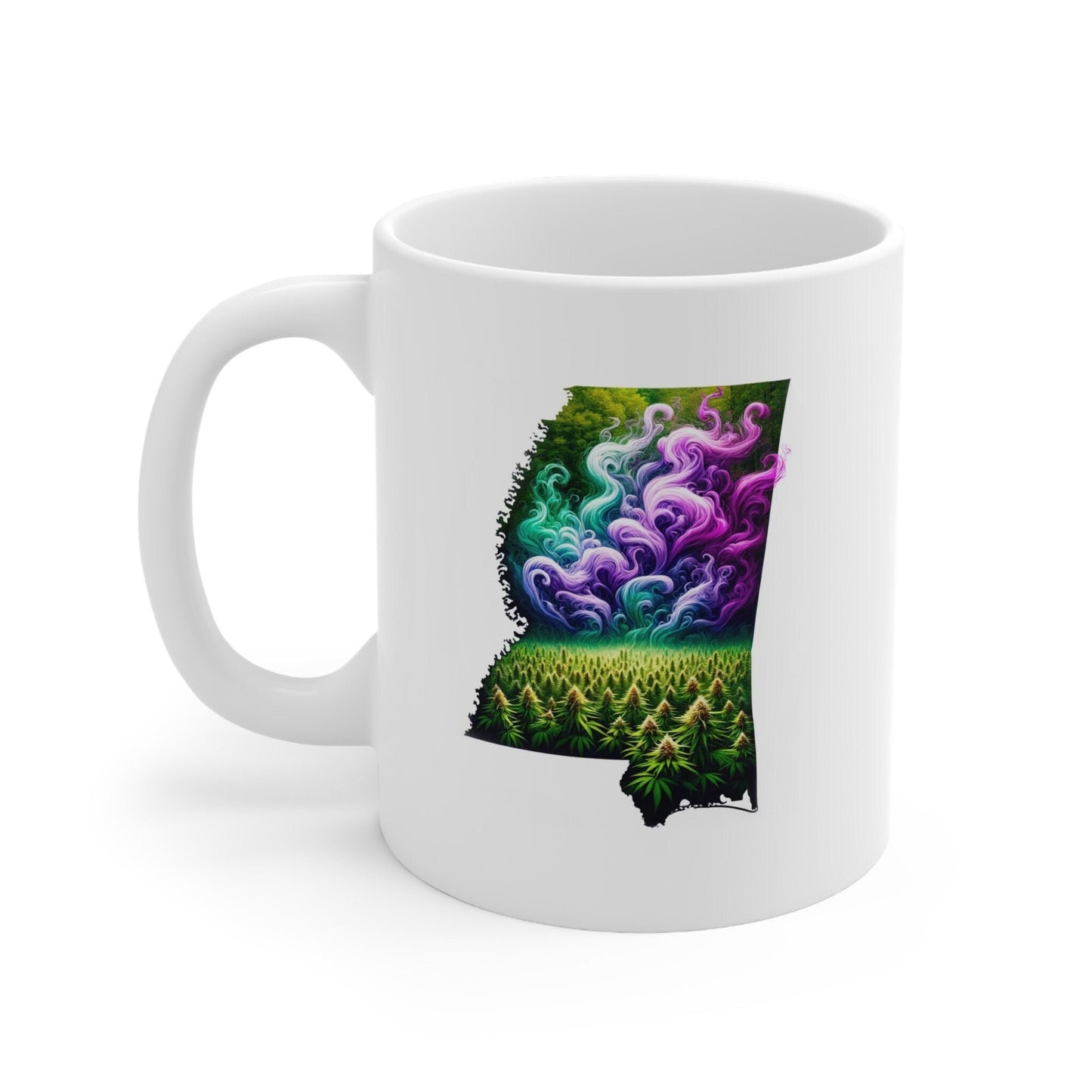 MISSISSIPPI Weed Mug - State Themed Coffee Mugs, Marijuana Graphic - Perfect Gift for Smokers, Weed Lovers, Stoners - Cannabis Decor