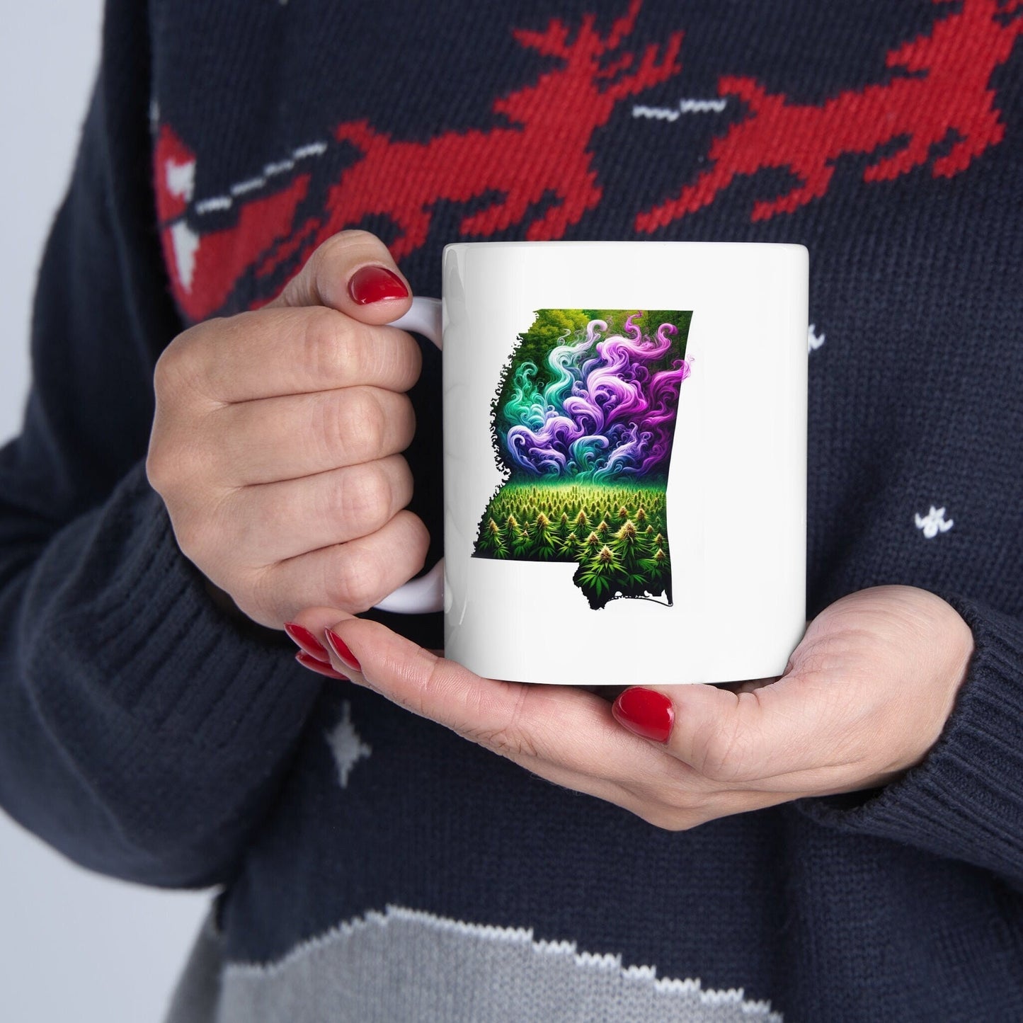 MISSISSIPPI Weed Mug - State Themed Coffee Mugs, Marijuana Graphic - Perfect Gift for Smokers, Weed Lovers, Stoners - Cannabis Decor