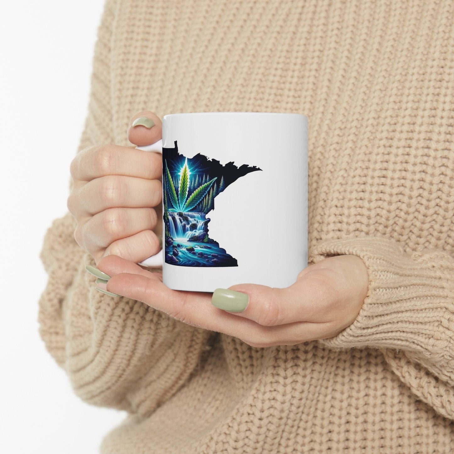 MINNESOTA Weed Mug - State Themed Coffee Mugs, Marijuana Graphic - Perfect Gift for Smokers, Weed Lovers, Stoners - Cannabis Decor