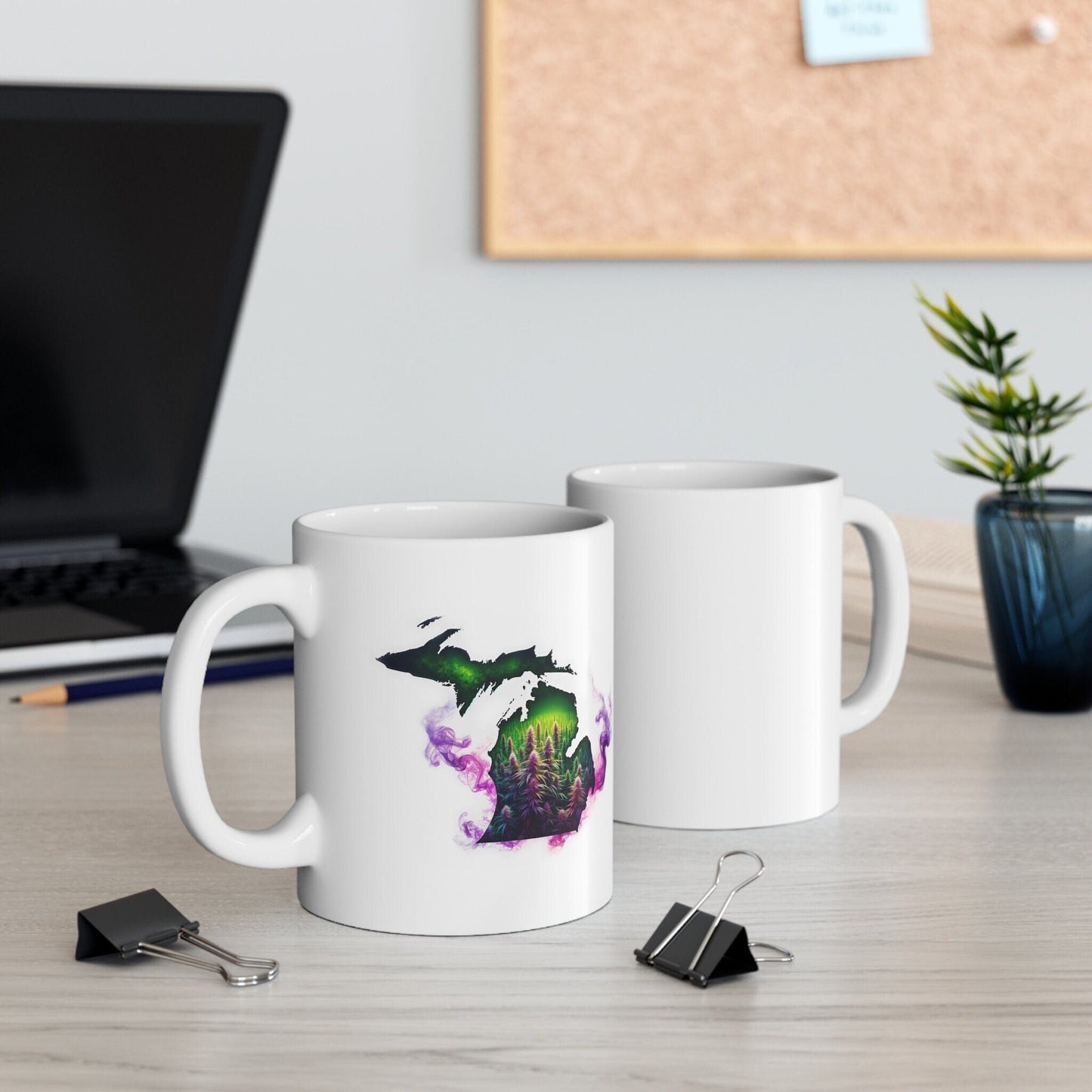 MICHIGAN Weed Mug - State Themed Coffee Mugs, Marijuana Graphic - Perfect Gift for Smokers, Weed Lovers, Stoners - Cannabis Decor