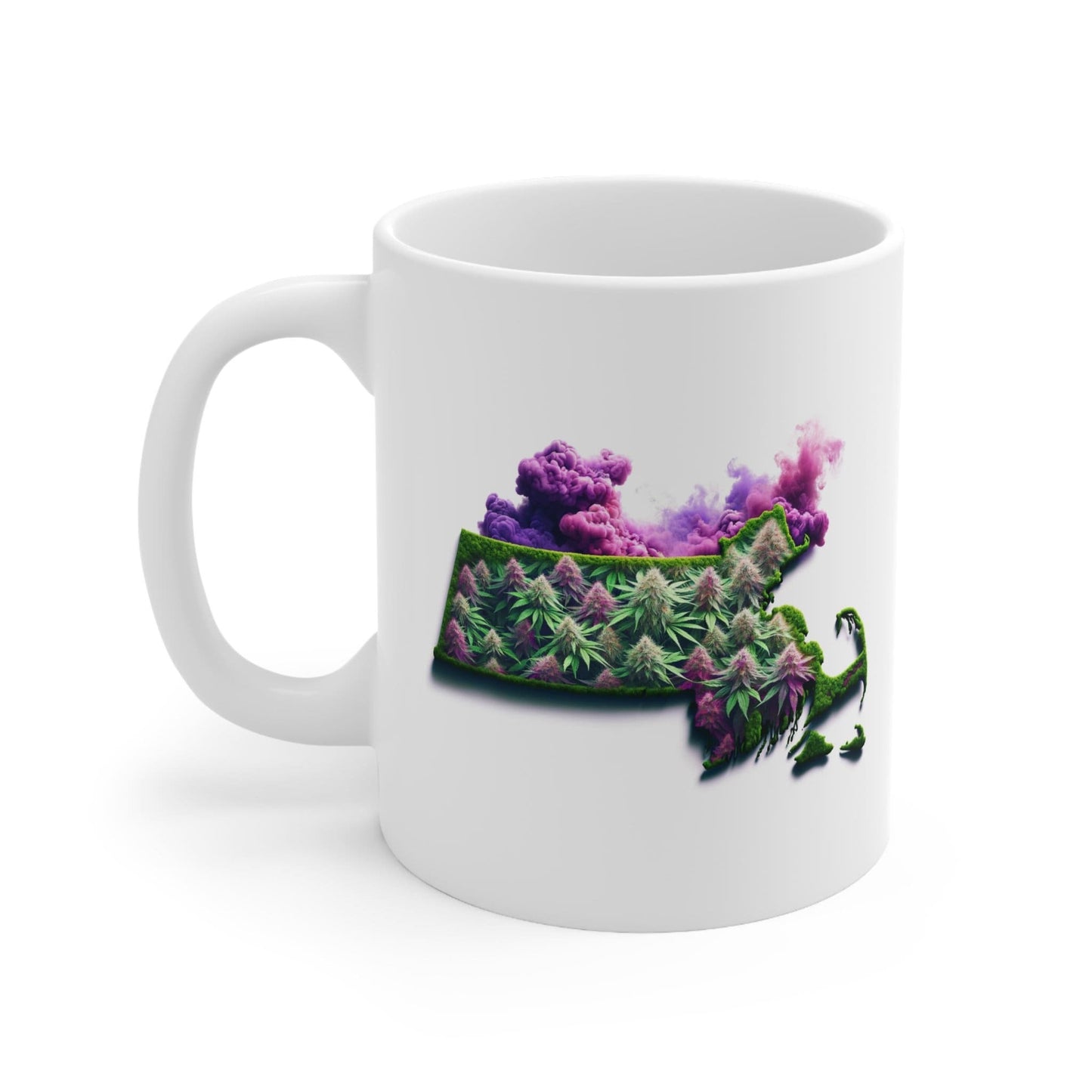 MASSACHUSETTS Weed Mug - State Themed Coffee Mugs, Marijuana Graphic - Perfect Gift for Smokers, Weed Lovers, Stoners - Cannabis Decor