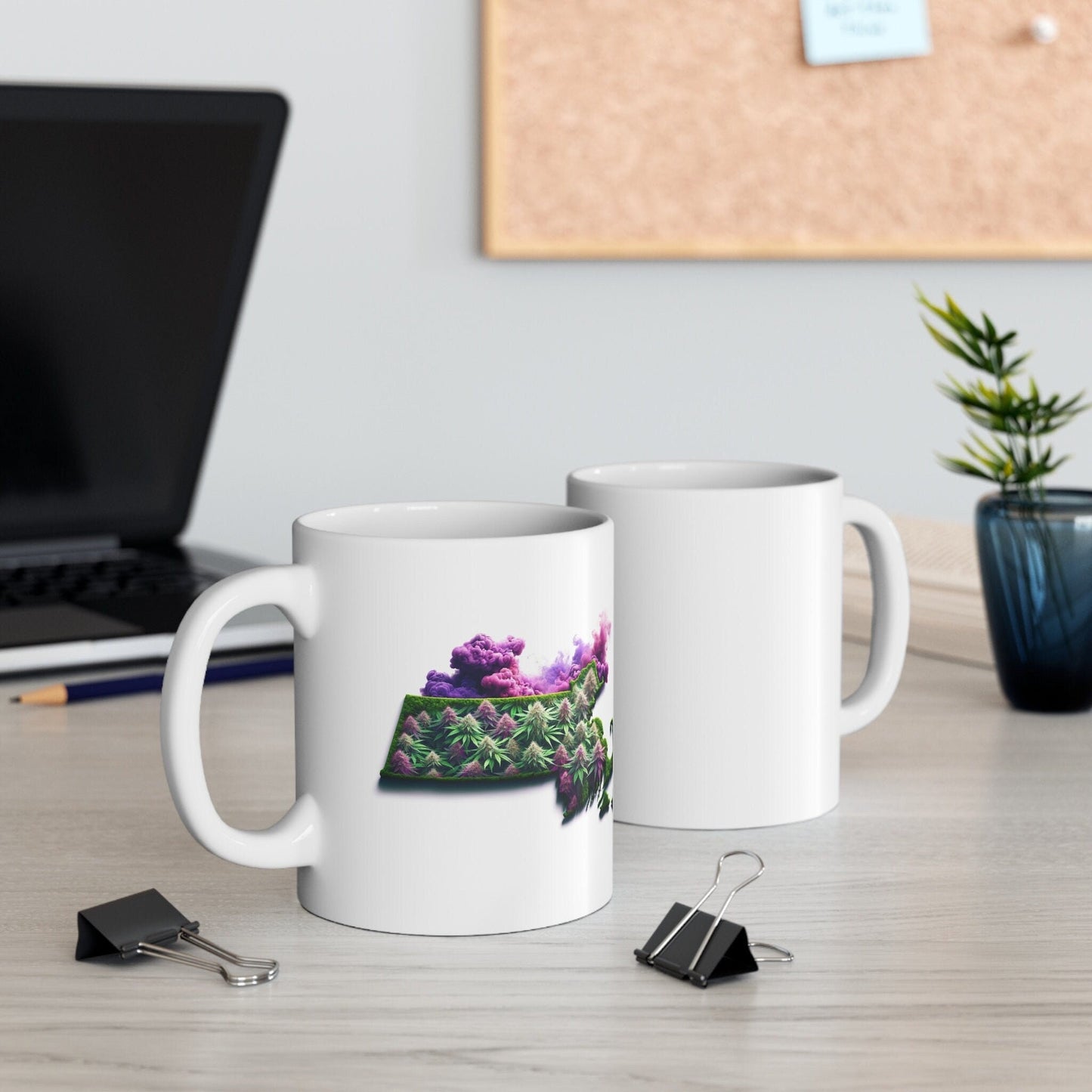 MASSACHUSETTS Weed Mug - State Themed Coffee Mugs, Marijuana Graphic - Perfect Gift for Smokers, Weed Lovers, Stoners - Cannabis Decor