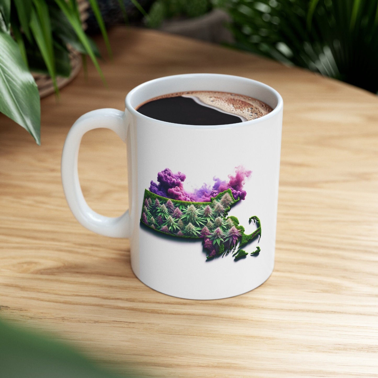 MASSACHUSETTS Weed Mug - State Themed Coffee Mugs, Marijuana Graphic - Perfect Gift for Smokers, Weed Lovers, Stoners - Cannabis Decor