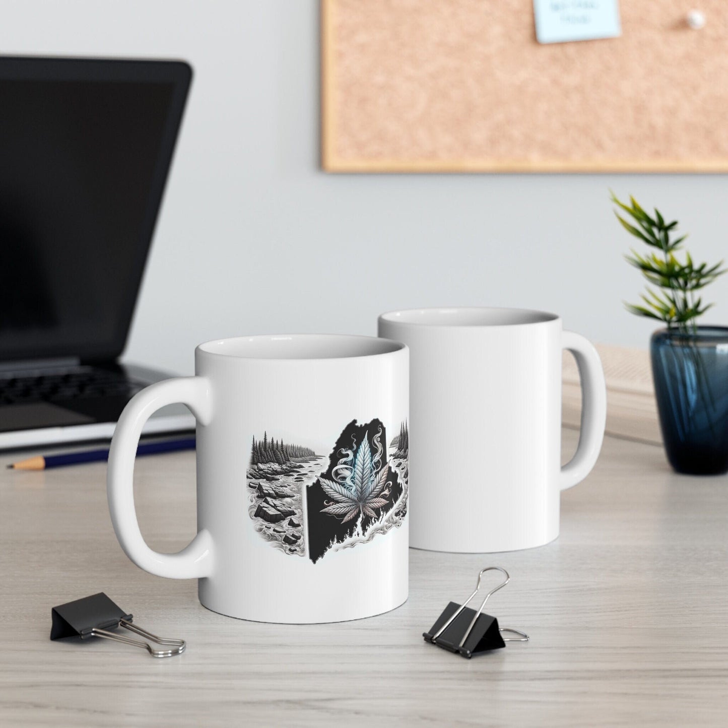 MAINE Weed Mug - State Themed Coffee Mugs, Marijuana Graphic - Perfect Gift for Smokers, Weed Lovers, Stoners - Cannabis Decor