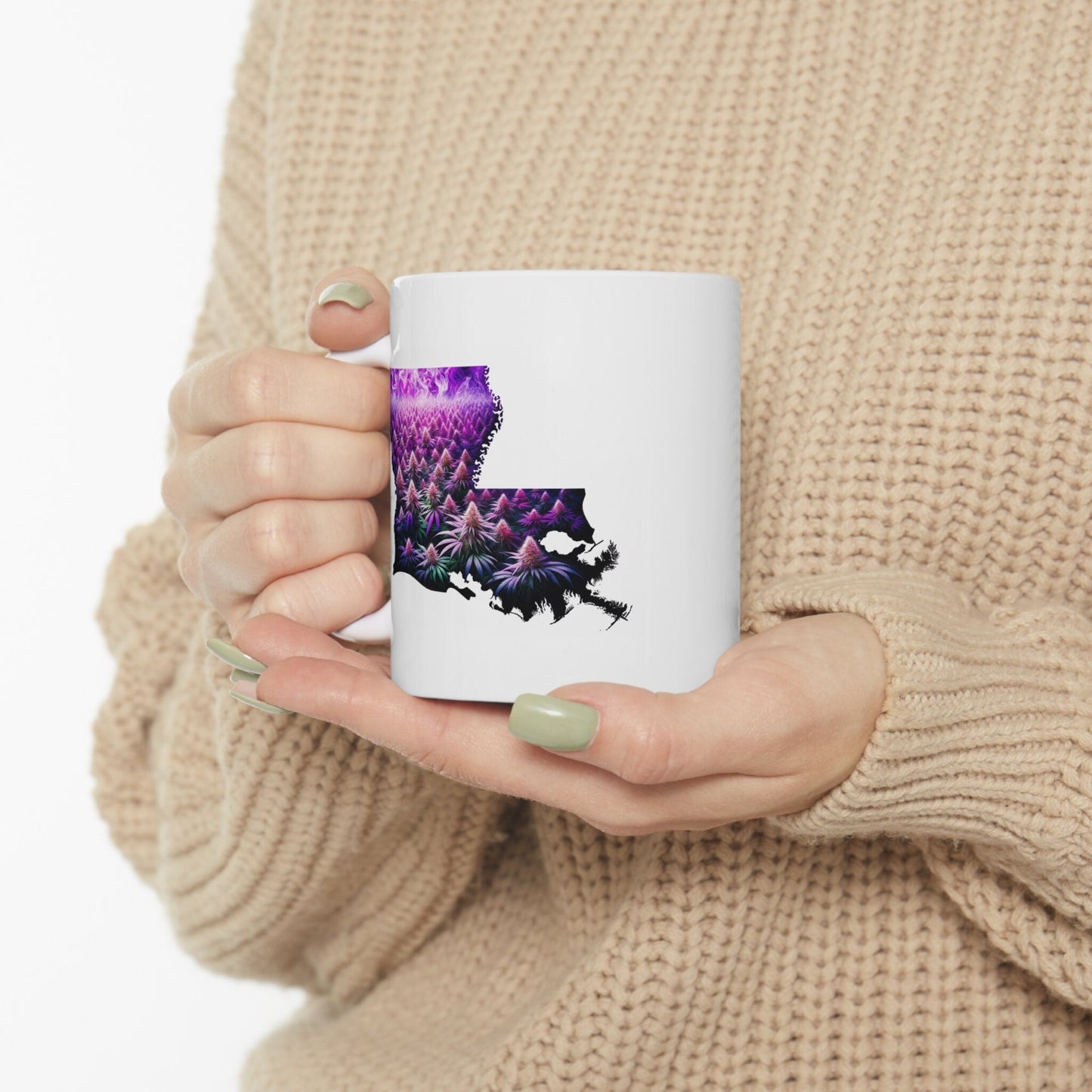 LOUISIANA Weed Mug - State Themed Coffee Mugs, Marijuana Graphic - Perfect Gift for Smokers, Weed Lovers, Stoners - Cannabis Decor
