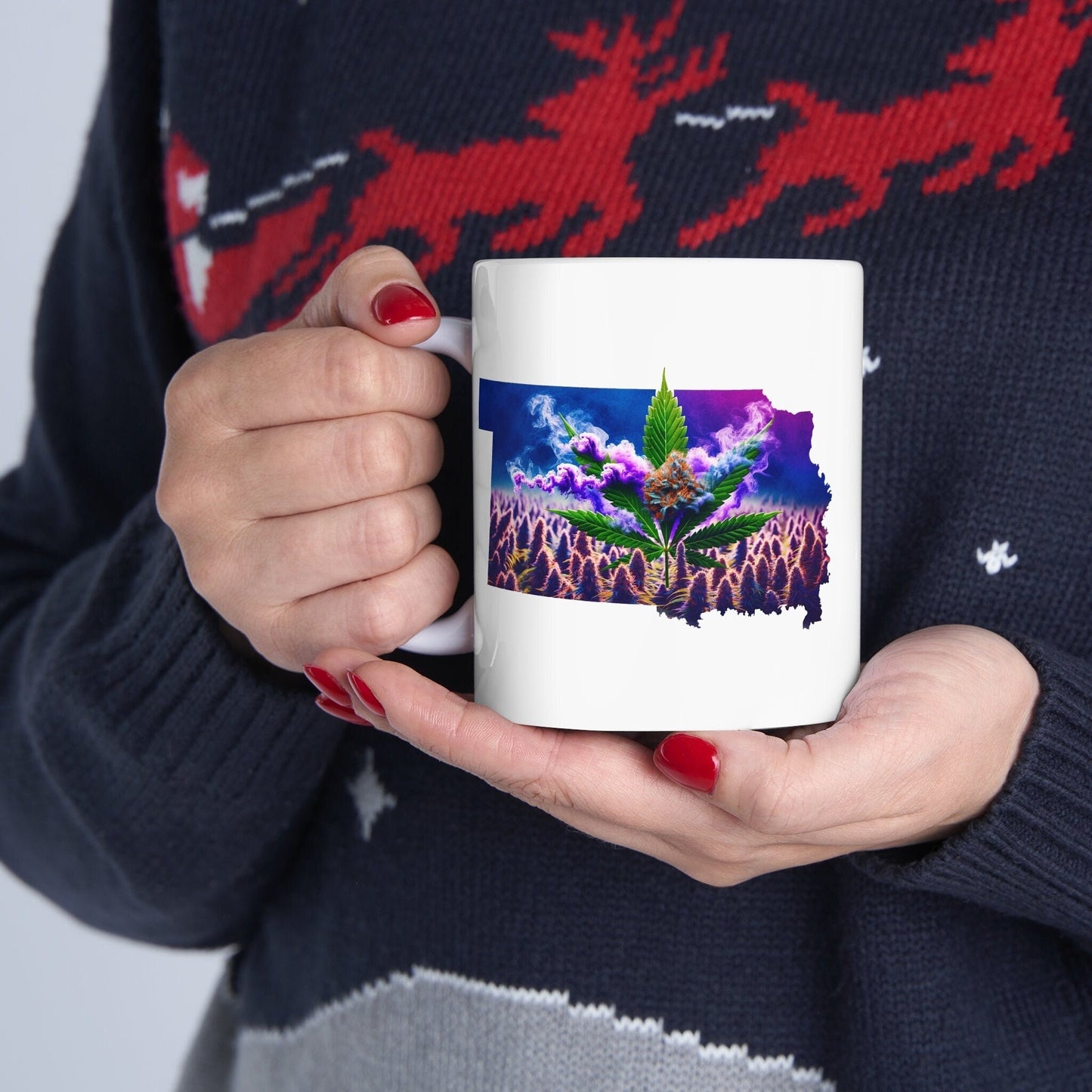 KANSAS Weed Mug - State Themed Coffee Mugs, Marijuana Graphic - Perfect Gift for Smokers, Weed Lovers, Stoners - Cannabis Decor