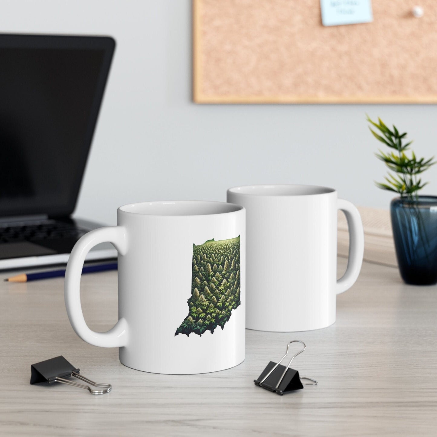 INDIANA Weed Mug - State Themed Coffee Mugs, Marijuana Graphic - Perfect Gift for Smokers, Weed Lovers, Stoners - Cannabis Decor
