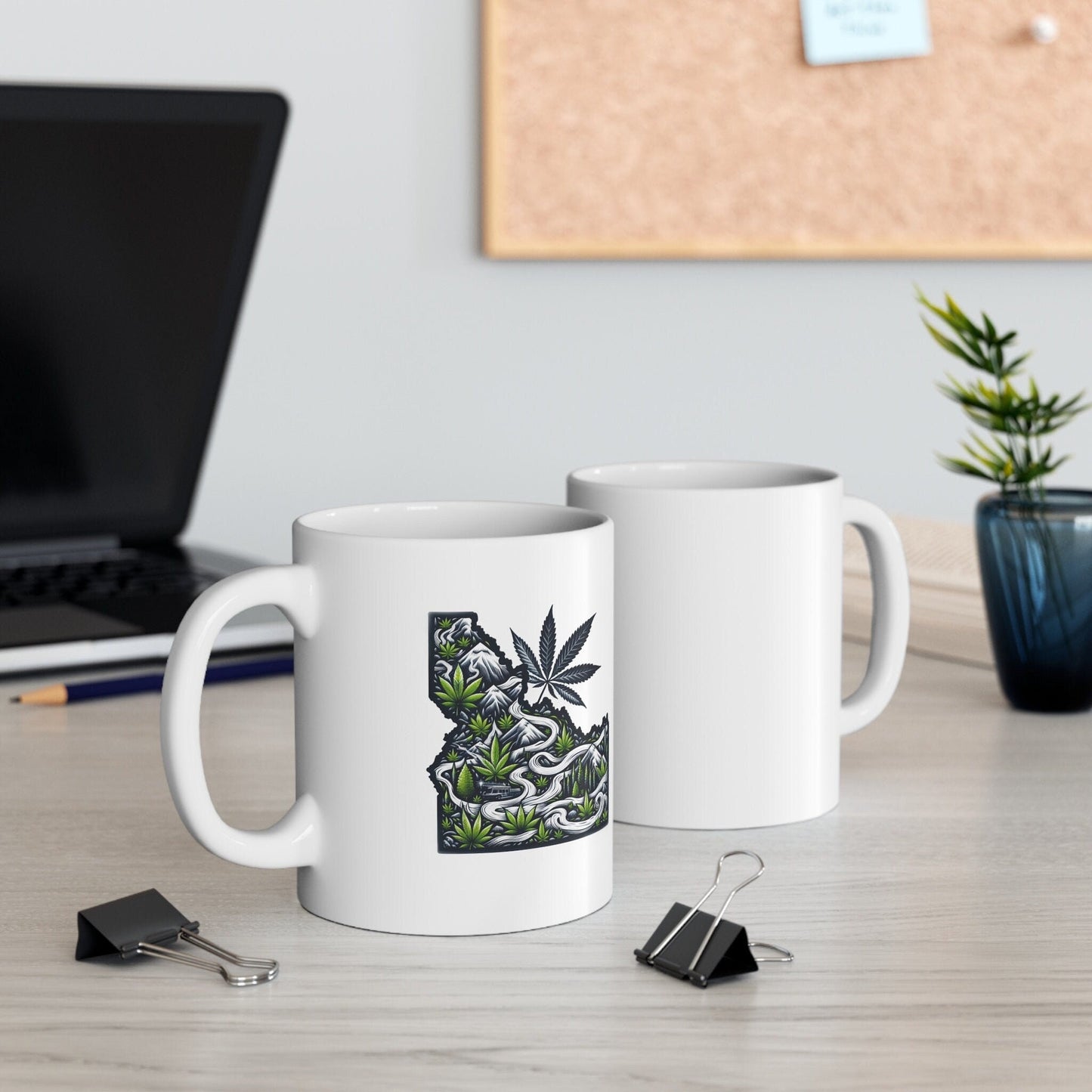 IDAHO Weed Mug - State Themed Coffee Mugs, Marijuana Graphic - Perfect Gift for Smokers, Weed Lovers, Stoners - Cannabis Decor