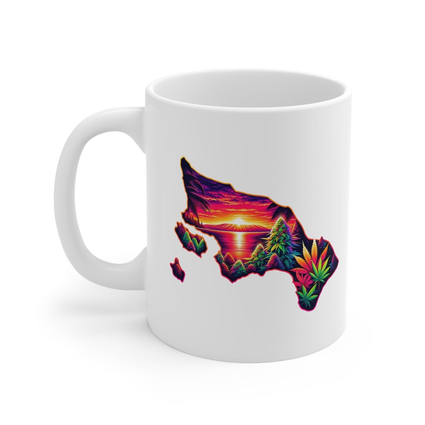 HAWAII Weed Mug - State Themed Coffee Mugs, Marijuana Graphic - Perfect Gift for Smokers, Weed Lovers, Stoners - Cannabis Decor