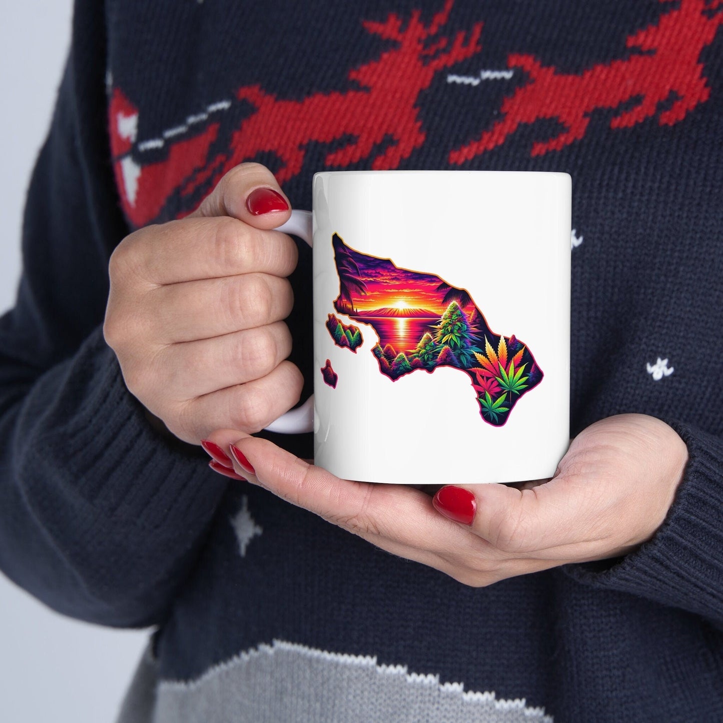 HAWAII Weed Mug - State Themed Coffee Mugs, Marijuana Graphic - Perfect Gift for Smokers, Weed Lovers, Stoners - Cannabis Decor