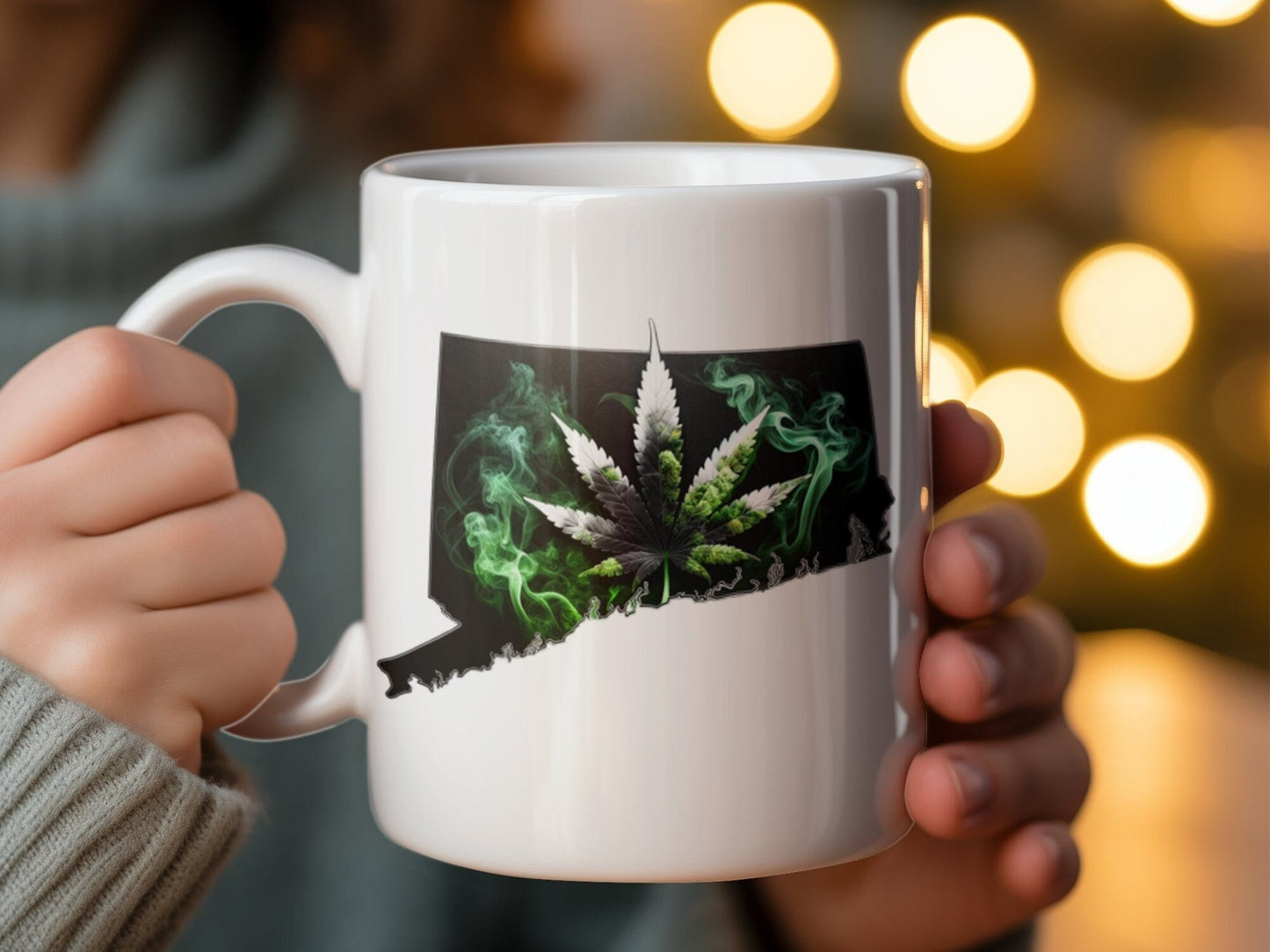 CONNECTICUT Weed Mug - State Themed Coffee Mugs, Marijuana Graphic - Perfect Gift for Smokers, Weed Lovers, Stoners - Cannabis Decor