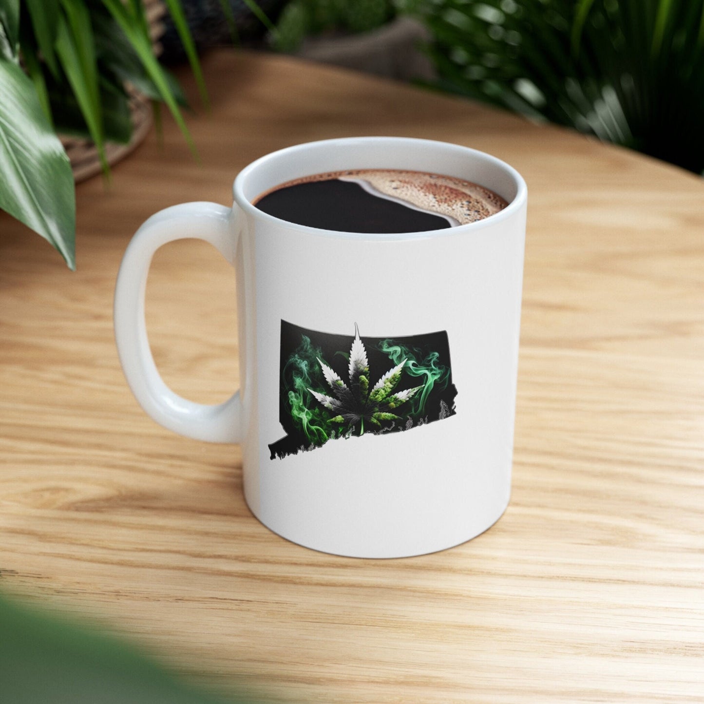 CONNECTICUT Weed Mug - State Themed Coffee Mugs, Marijuana Graphic - Perfect Gift for Smokers, Weed Lovers, Stoners - Cannabis Decor