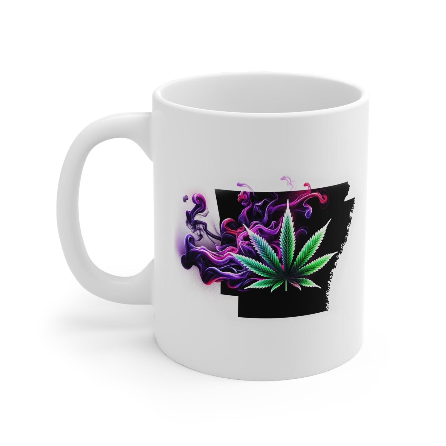 ARKANSAS Weed Mug - State Themed Coffee Mugs, Marijuana Graphic - Perfect Gift for Smokers, Weed Lovers, Stoners - Cannabis Decor
