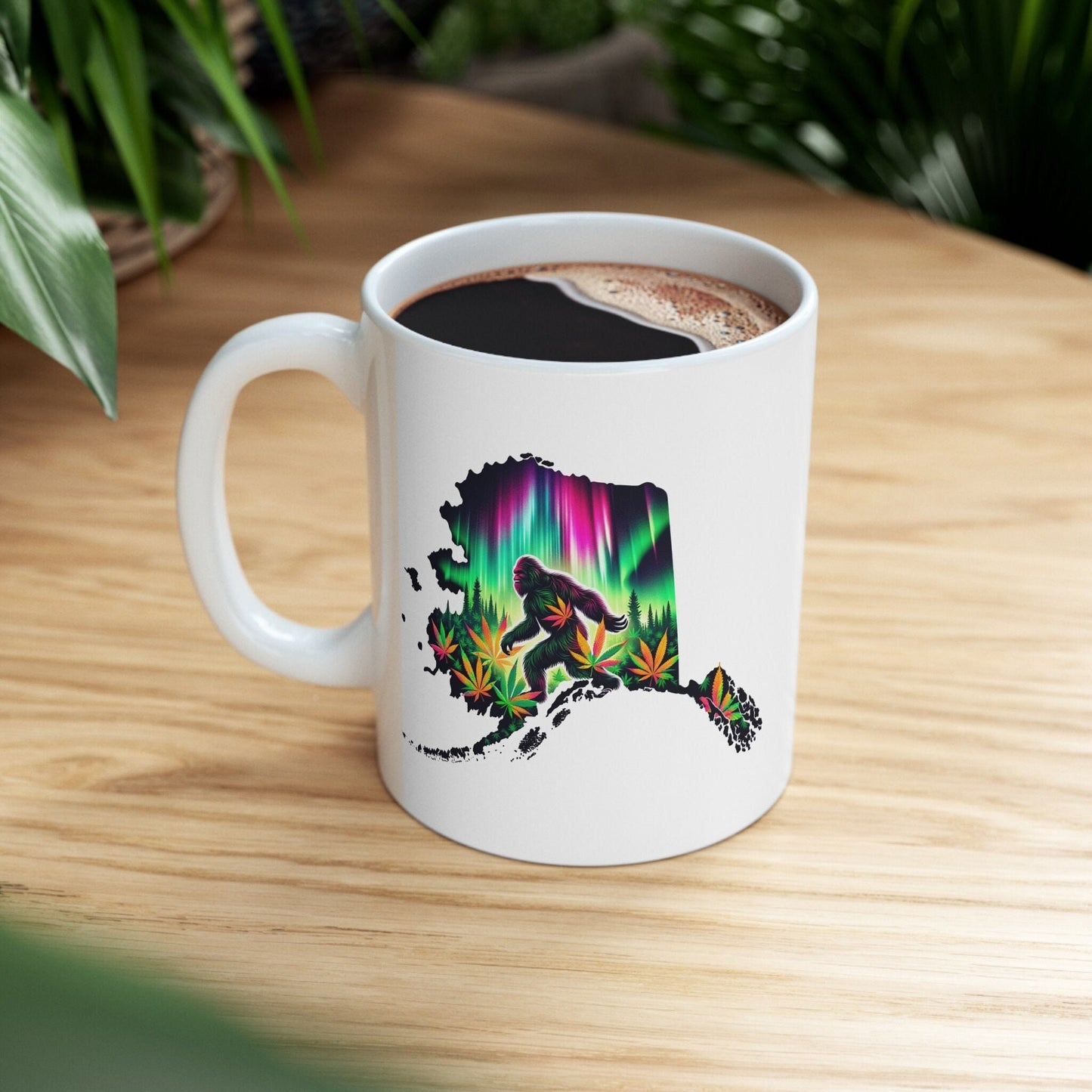 ALASKA Weed Mug - State Themed Coffee Mugs, Marijuana Graphic - Perfect Gift for Smokers, Weed Lovers, Stoners - Cannabis Decor