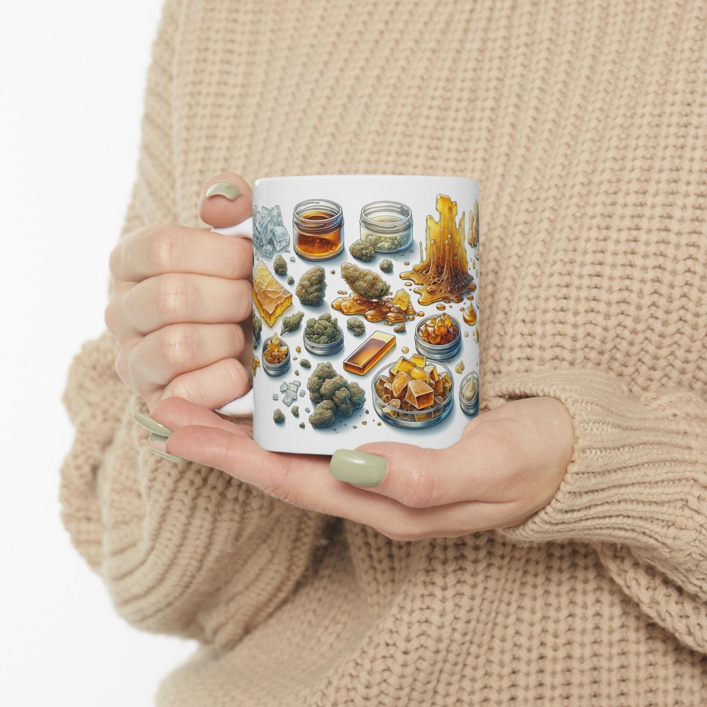 WEED and WAX - Weed Themed Coffee Mugs; Marijuana Mugs - Cannabis Decor - Gift for Smokers, Stoners; Wake and Bake Essentials