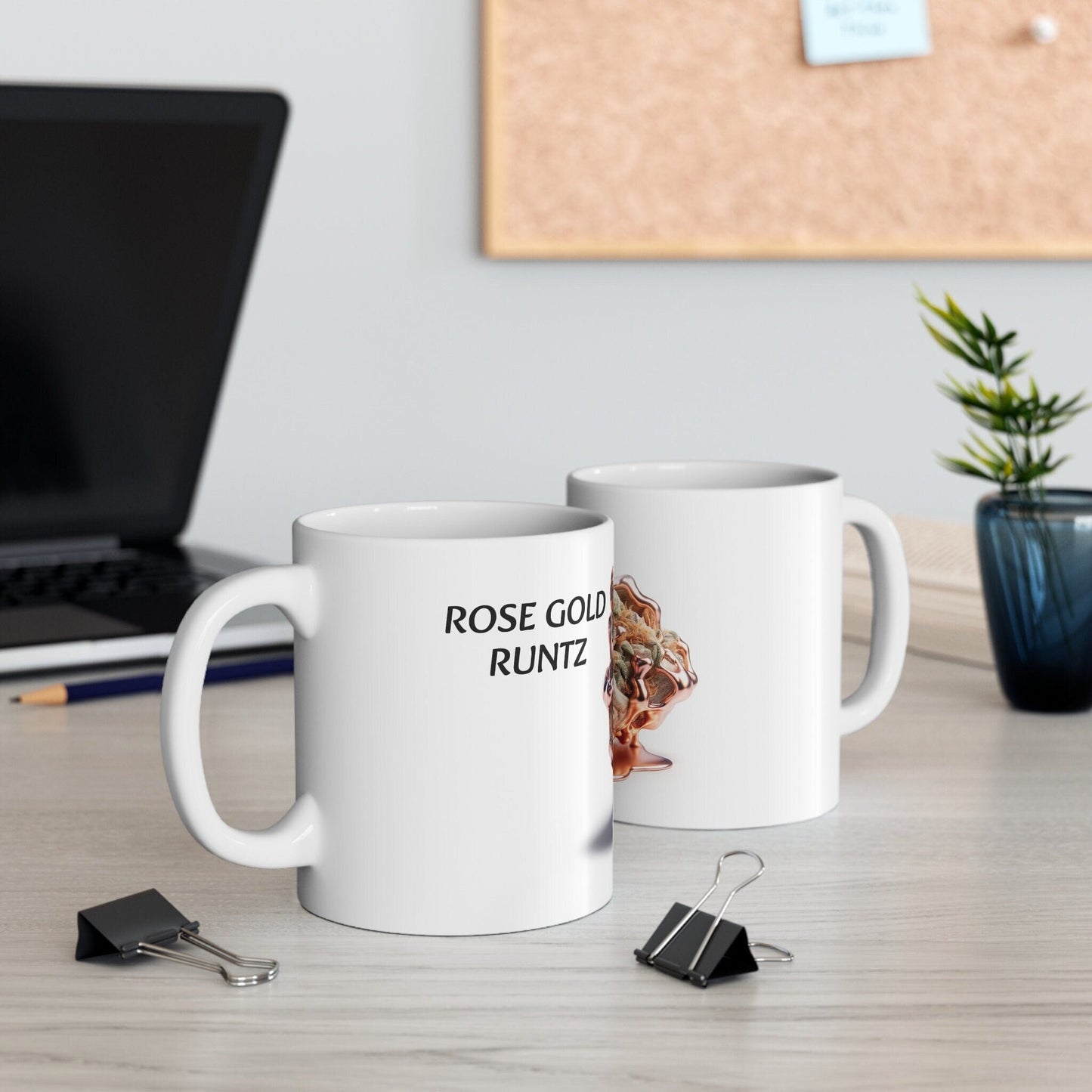 ROSE GOLD - Weed Coffee Mug (11oz) - Perfect Strains Gift for Smokers, Stoners, Growers; Wake and Bake Mug / 420 Weed Mug, Marijuana Gift