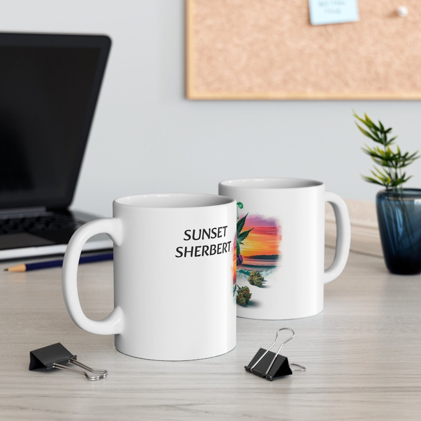SUNSET SHERBERT - Weed Coffee Mug (11oz) - Perfect Strains Gift for Smokers, Stoners, Growers; Wake and Bake / 420 Weed Mug, Marijuana Gift