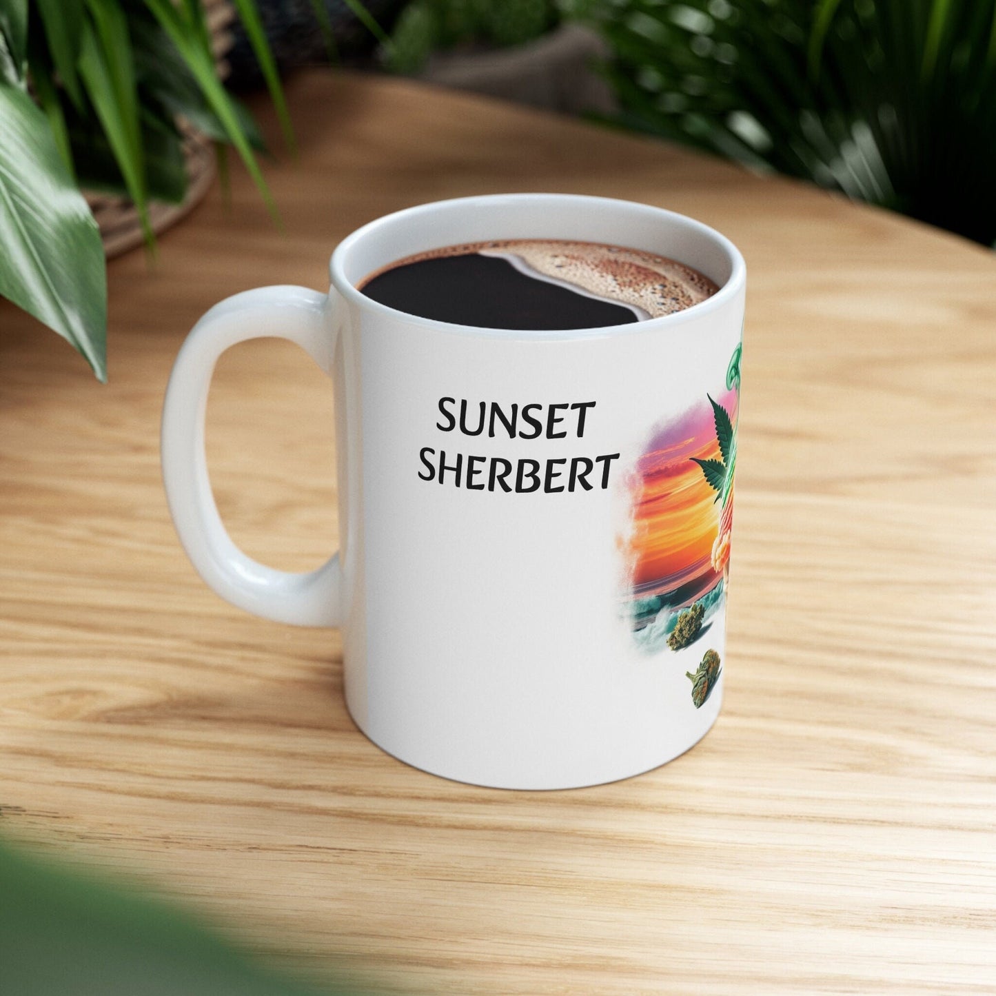 SUNSET SHERBERT - Weed Coffee Mug (11oz) - Perfect Strains Gift for Smokers, Stoners, Growers; Wake and Bake / 420 Weed Mug, Marijuana Gift