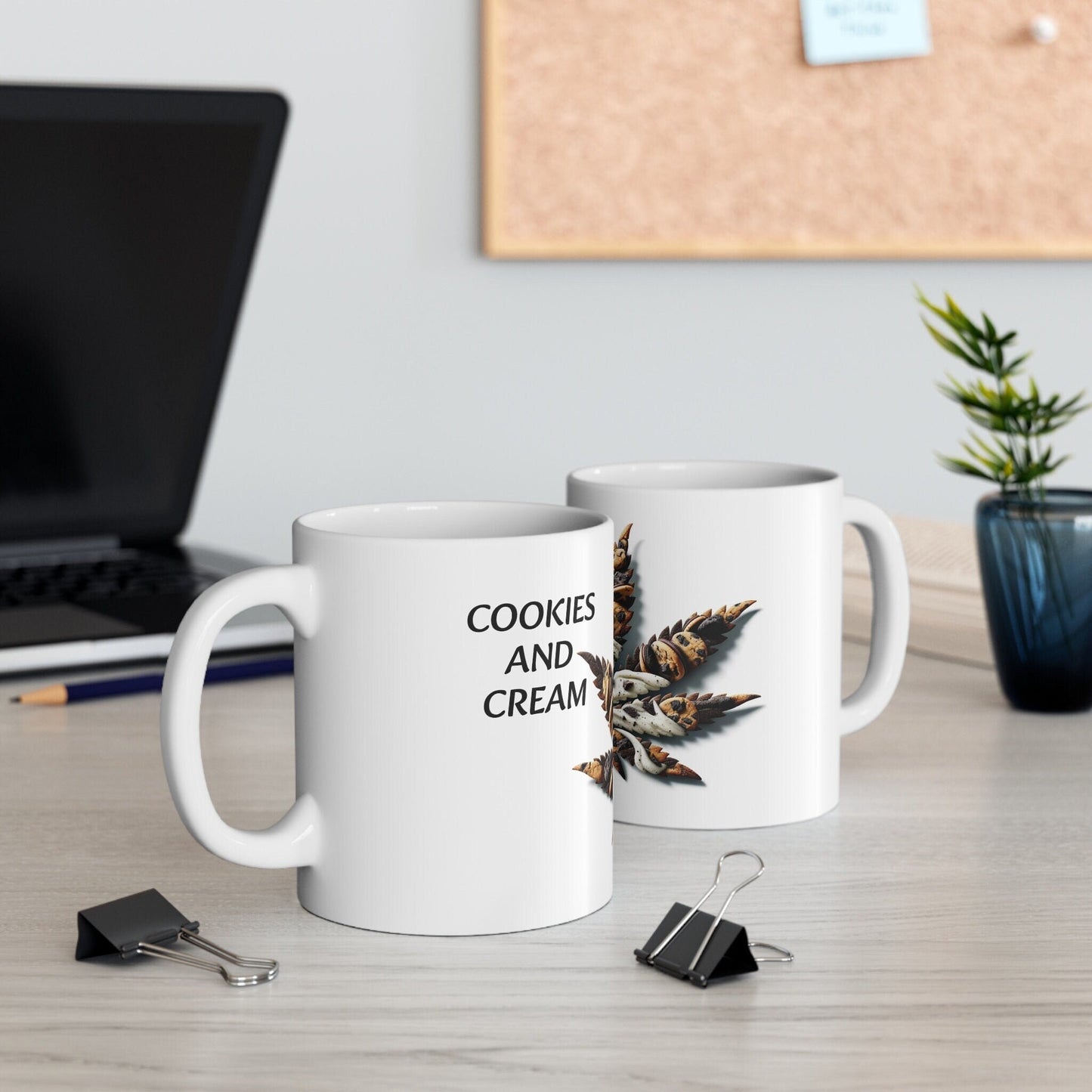 COOKIES AND CREAM - Weed Coffee Mug (11oz) - Perfect Strains Gift for Smokers, Stoners, Growers; Wake & Bake / 420 Weed Mug, Marijuana Gift