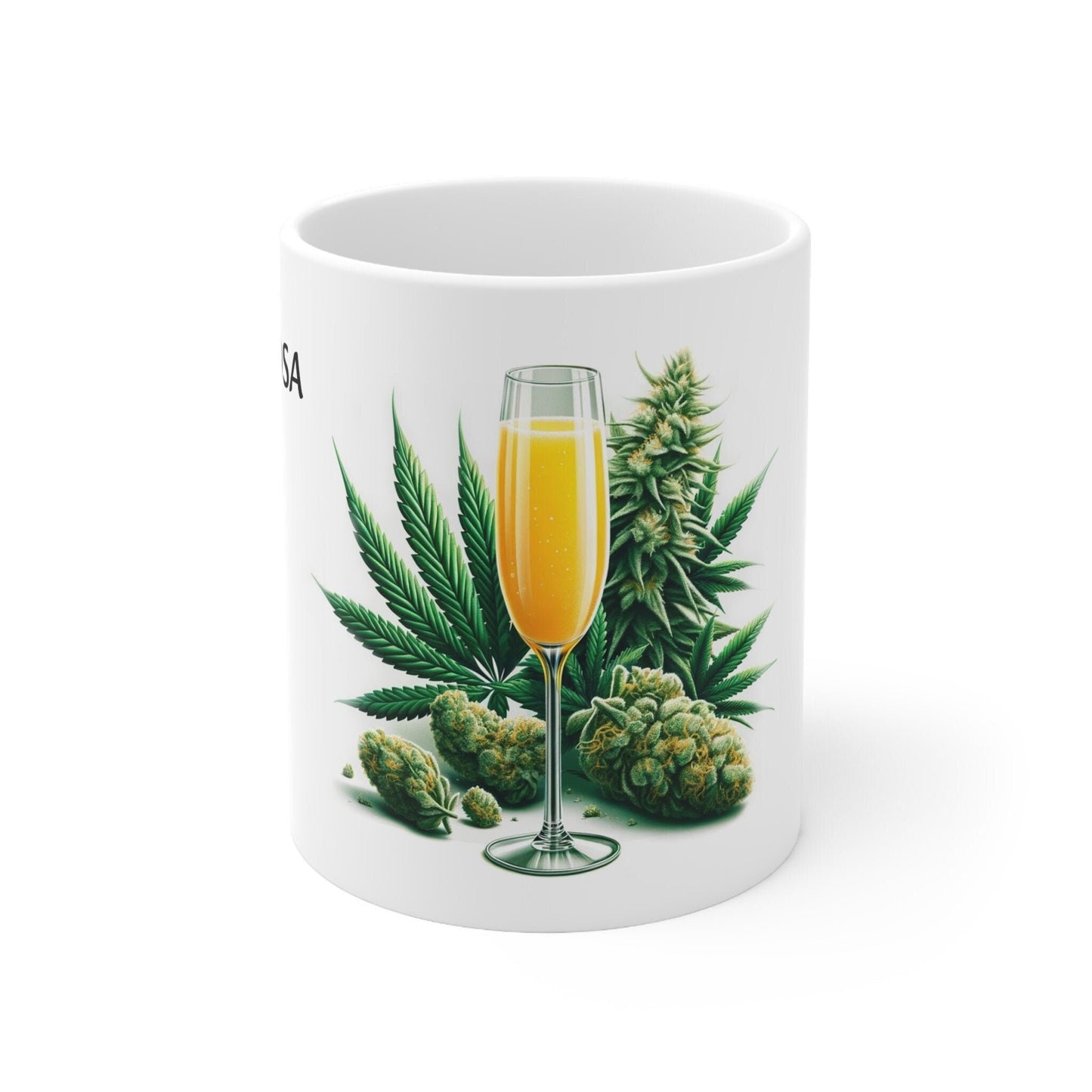MIMOSA - Weed Coffee Mug (11oz) - Perfect Strains Gift for Smokers, Stoners, Growers; Wake and Bake Mug / 420 Weed Mug, Marijuana Gift