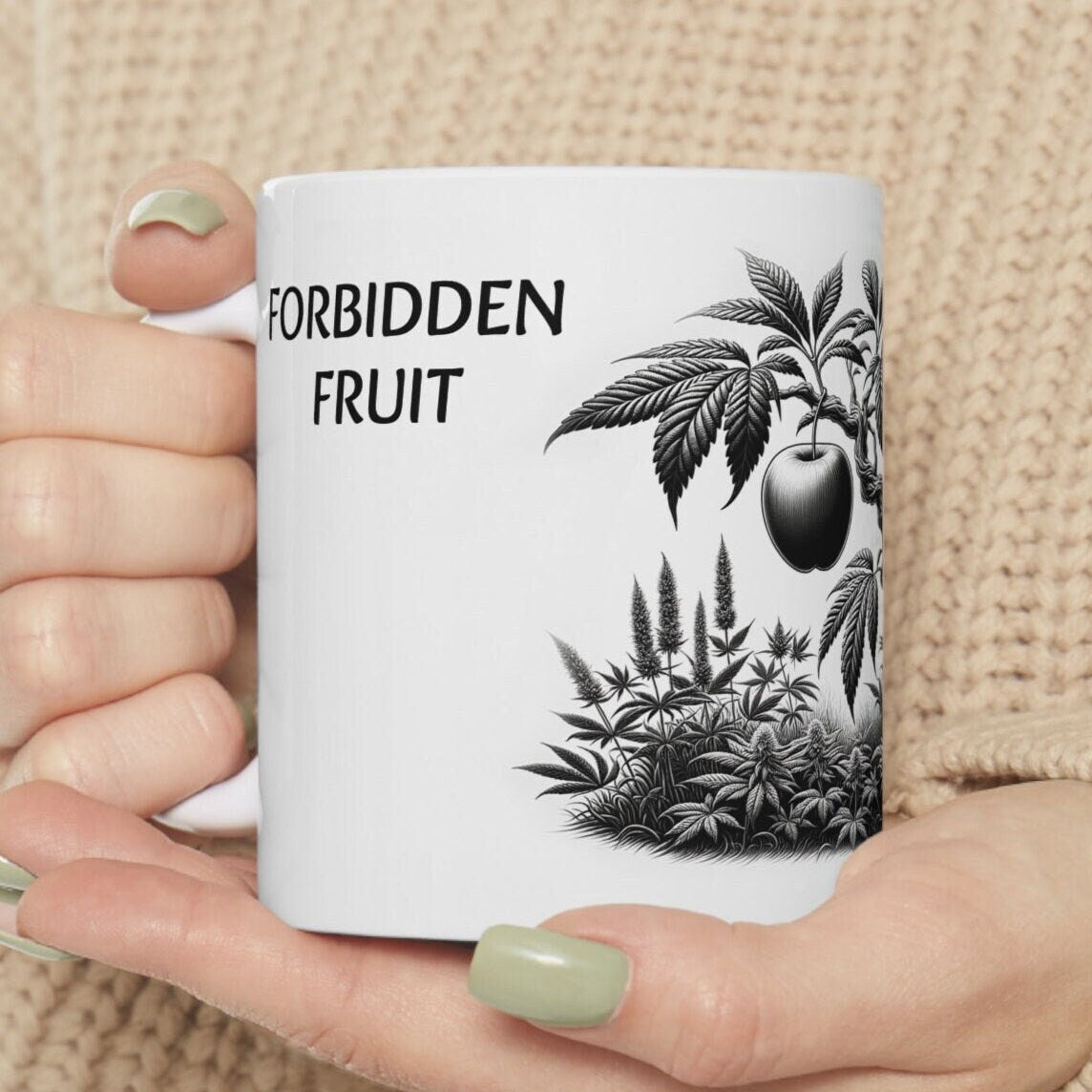 FORBIDDEN FRUIT - Weed Coffee Mug (11oz) - Perfect Strains Gift for Smokers, Stoners, Growers; Wake and Bake / 420 Weed Mug, Marijuana Gift