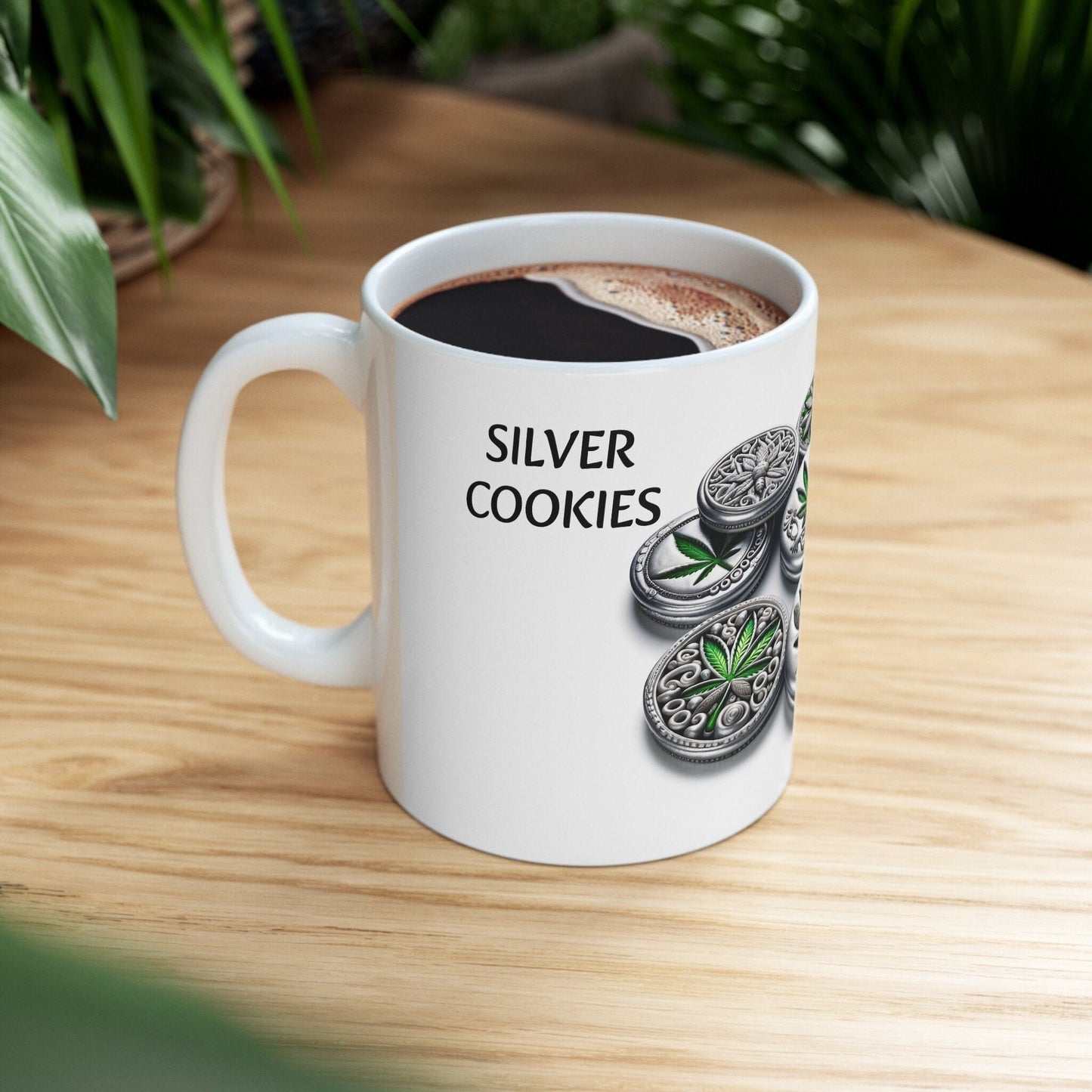 SILVER COOKIES - Weed Coffee Mug (11oz) - Perfect Strains Gift for Smokers, Stoners, Growers; Wake & Bake Mug / 420 Weed Mug, Marijuana Gift