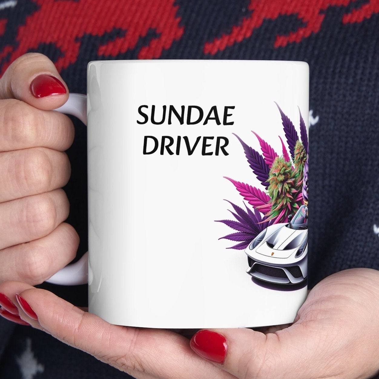 SUNDAE DRIVER - Weed Coffee Mug (11oz) - Perfect Strains Gift for Smokers, Stoners, Growers; Wake & Bake Mug / 420 Weed Mug, Marijuana Gift