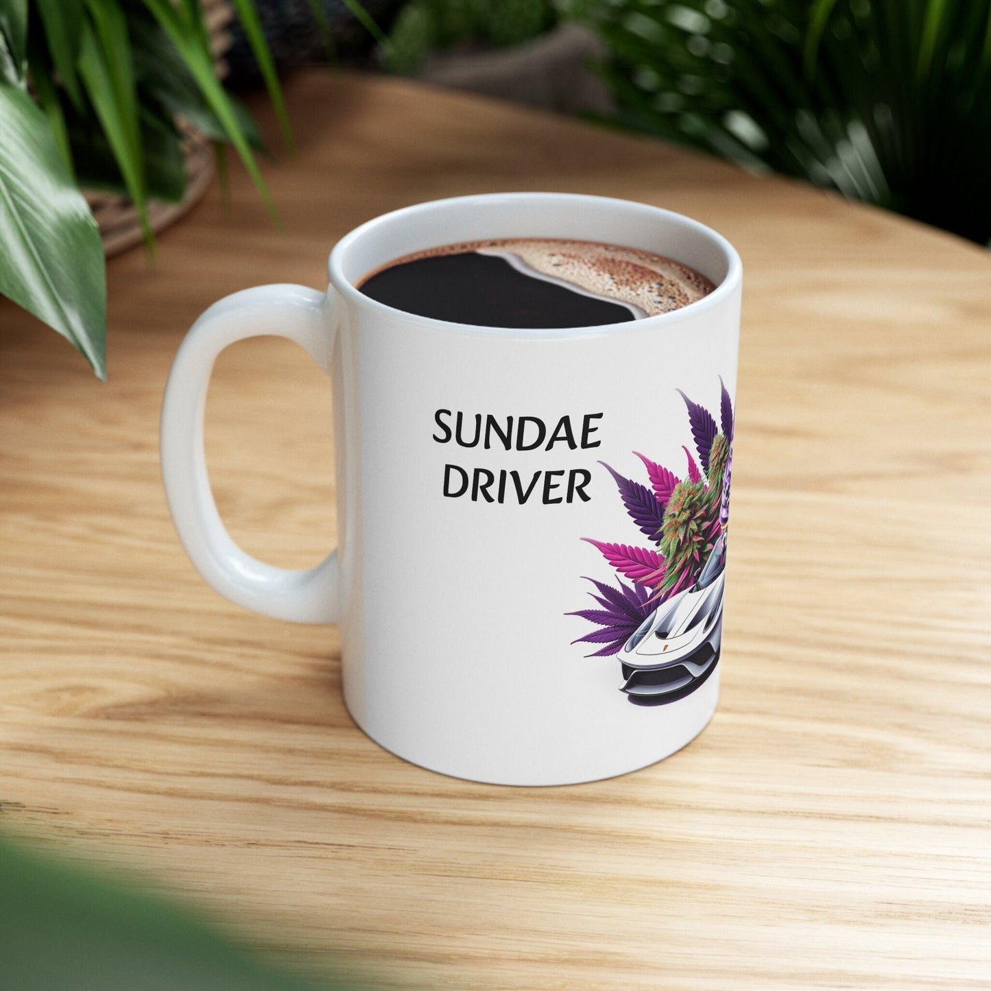 SUNDAE DRIVER - Weed Coffee Mug (11oz) - Perfect Strains Gift for Smokers, Stoners, Growers; Wake & Bake Mug / 420 Weed Mug, Marijuana Gift