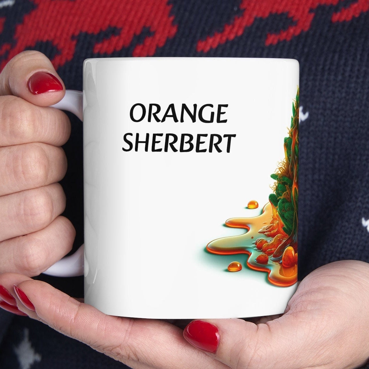 ORANGE SHERBERT - Weed Coffee Mug (11oz) - Perfect Strains Gift for Smokers, Stoners, Growers; Wake and Bake / 420 Weed Mug, Marijuana Gift