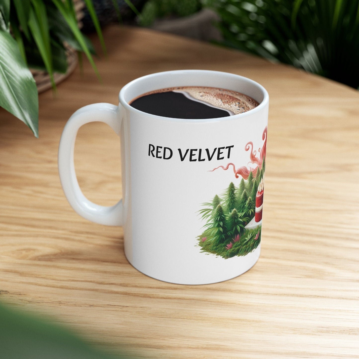RED VELVET - Weed Coffee Mug (11oz) - Perfect Strains Gift for Smokers, Stoners, Growers; Wake and Bake Mug / 420 Weed Mug, Marijuana Gift