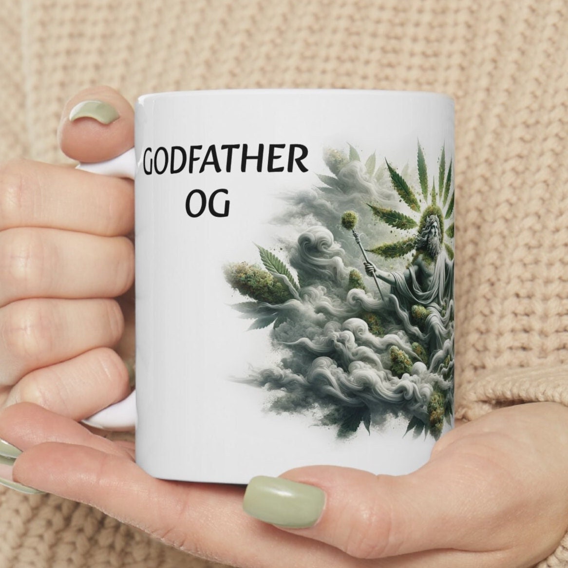 GODFATHER OG - Weed Coffee Mug (11oz) - Perfect Strains Gift for Smokers, Stoners, Growers; Wake and Bake Mug / 420 Weed Mug, Marijuana Gift