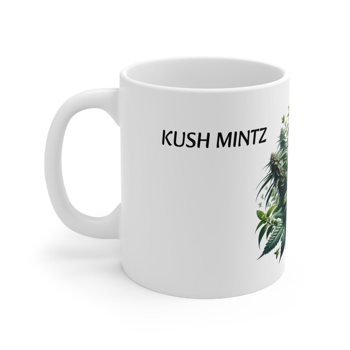 KUSH MINTZ - Weed Coffee Mug (11oz) - Perfect Strains Gift for Smokers, Stoners, Growers; Wake and Bake Mug / 420 Weed Mug, Marijuana Gift