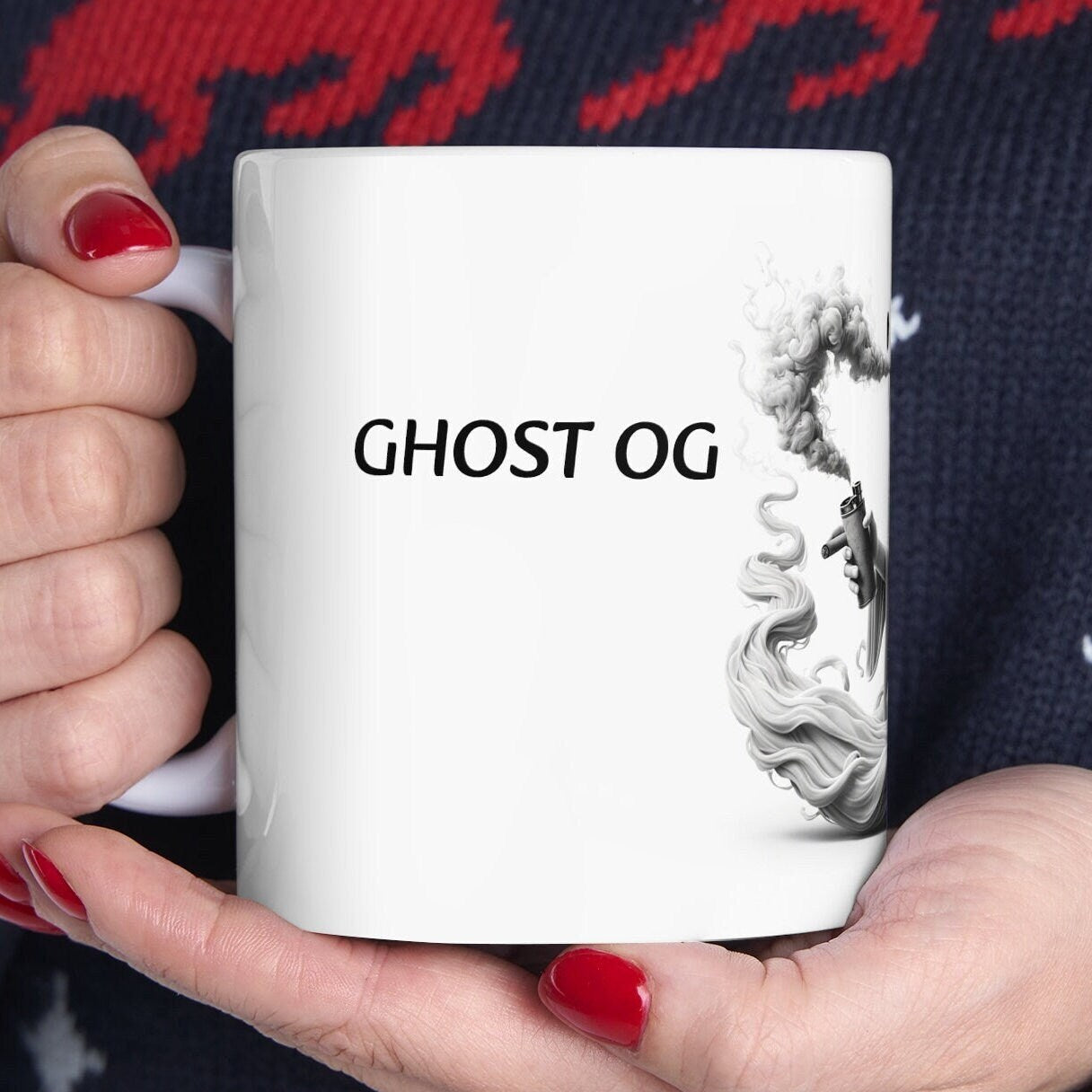GHOST OG - Weed Coffee Mug (11oz) - Perfect Strains Gift for Smokers, Stoners, Growers; Wake and Bake Mug / 420 Weed Mug, Marijuana Gift