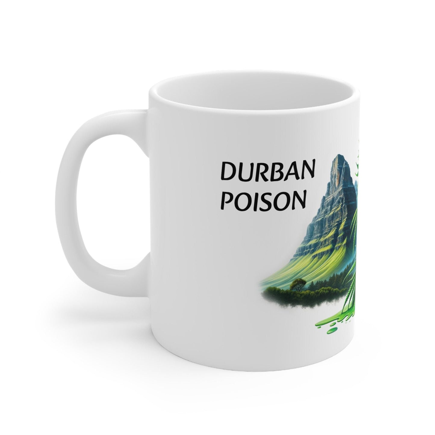 DURBAN POISON - Weed Coffee Mug (11oz) - Perfect Strains Gift for Smokers, Stoners, Growers; Wake & Bake Mug / 420 Weed Mug, Marijuana Gift