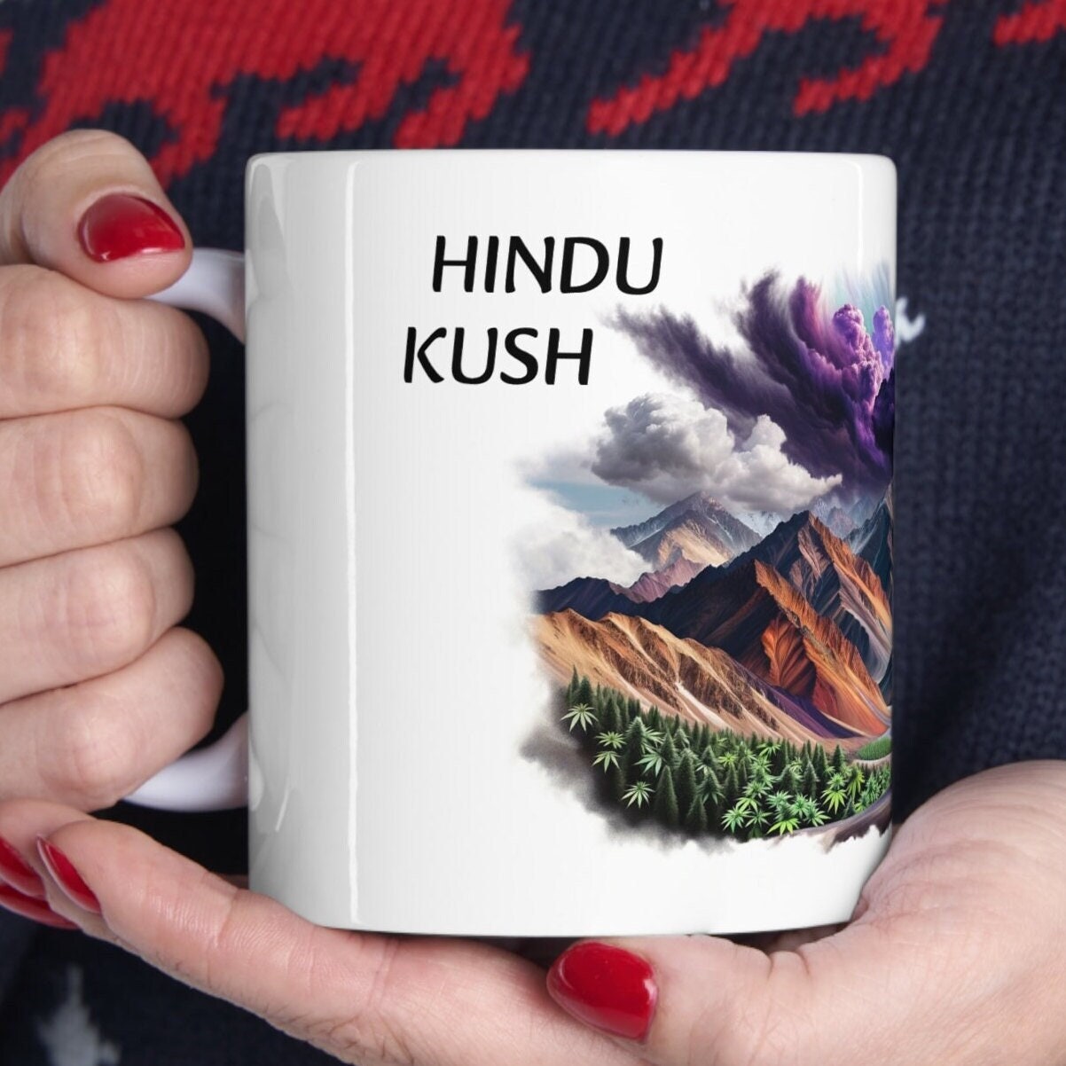 HINDU KUSH - Weed Coffee Mug (11oz) - Perfect Strains Gift for Smokers, Stoners, Growers; Wake and Bake Mug / 420 Weed Mug, Marijuana Gift