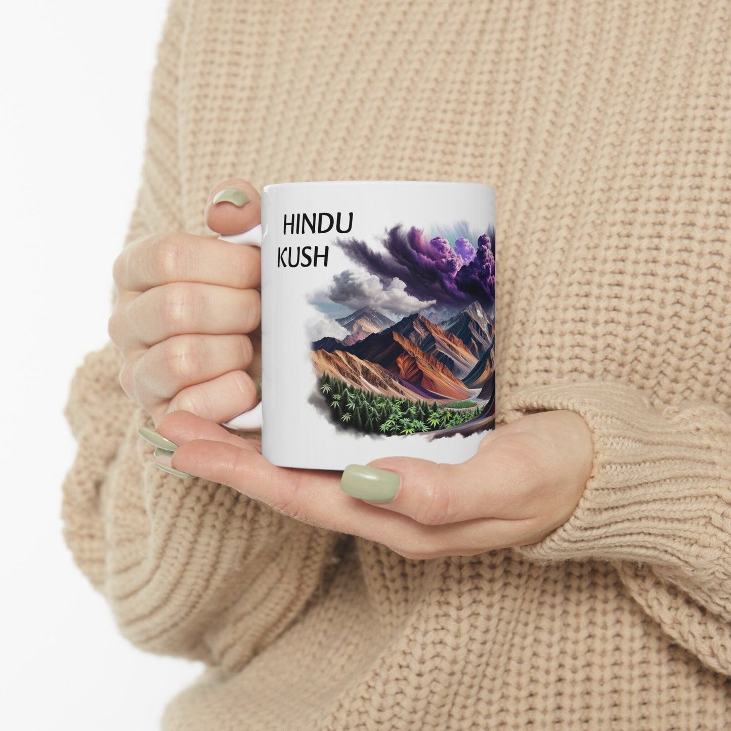 HINDU KUSH - Weed Coffee Mug (11oz) - Perfect Strains Gift for Smokers, Stoners, Growers; Wake and Bake Mug / 420 Weed Mug, Marijuana Gift
