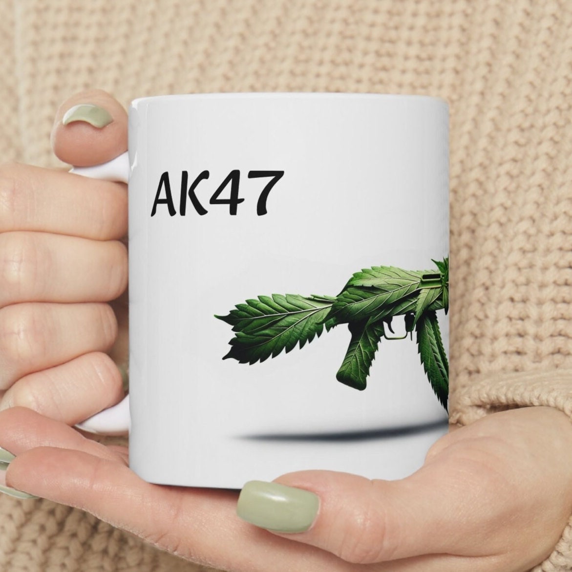 AK47 - Weed Coffee Mug (11oz) - Perfect Gift for Smokers, Stoners, Growers; Wake and Bake Mug / 420 Weed Mug, Marijuana Gift