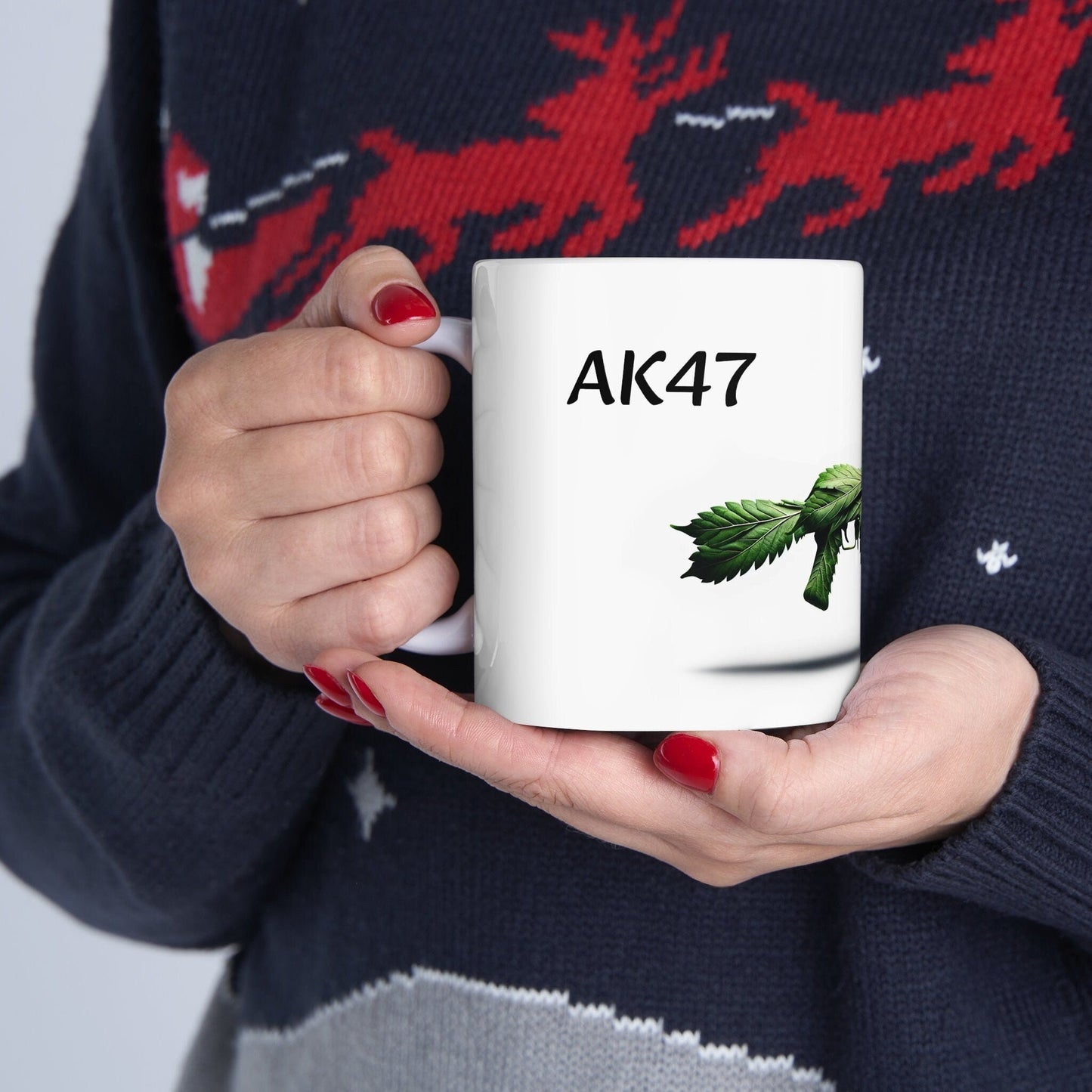 AK47 - Weed Coffee Mug (11oz) - Perfect Gift for Smokers, Stoners, Growers; Wake and Bake Mug / 420 Weed Mug, Marijuana Gift