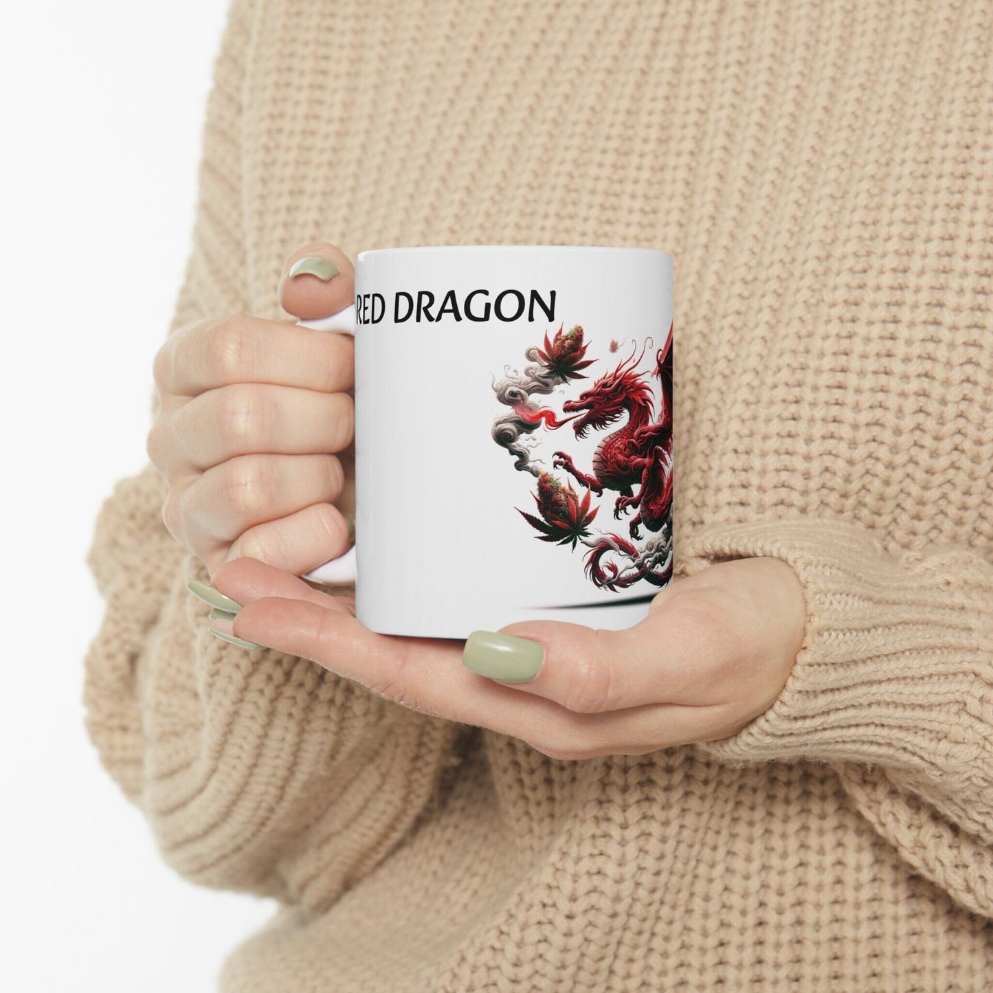 RED DRAGON - Weed Coffee Mug (11oz) - Perfect Strains Gift for Smokers, Stoners, Growers; Wake and Bake Mug / 420 Weed Mug, Marijuana Gift