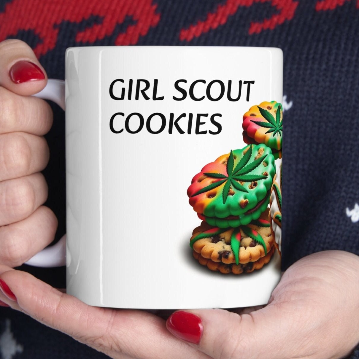 GIRL SCOUT COOKIES - Weed Coffee Mug (11oz) - Perfect Strains Gift for Smokers, Stoners, Growers; Wake & Bake / 420 Weed Mug, Marijuana Gift