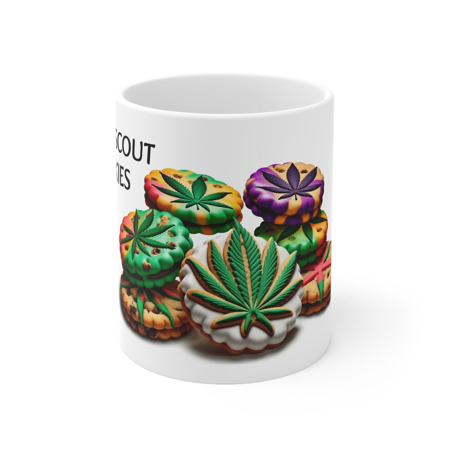GIRL SCOUT COOKIES - Weed Coffee Mug (11oz) - Perfect Strains Gift for Smokers, Stoners, Growers; Wake & Bake / 420 Weed Mug, Marijuana Gift