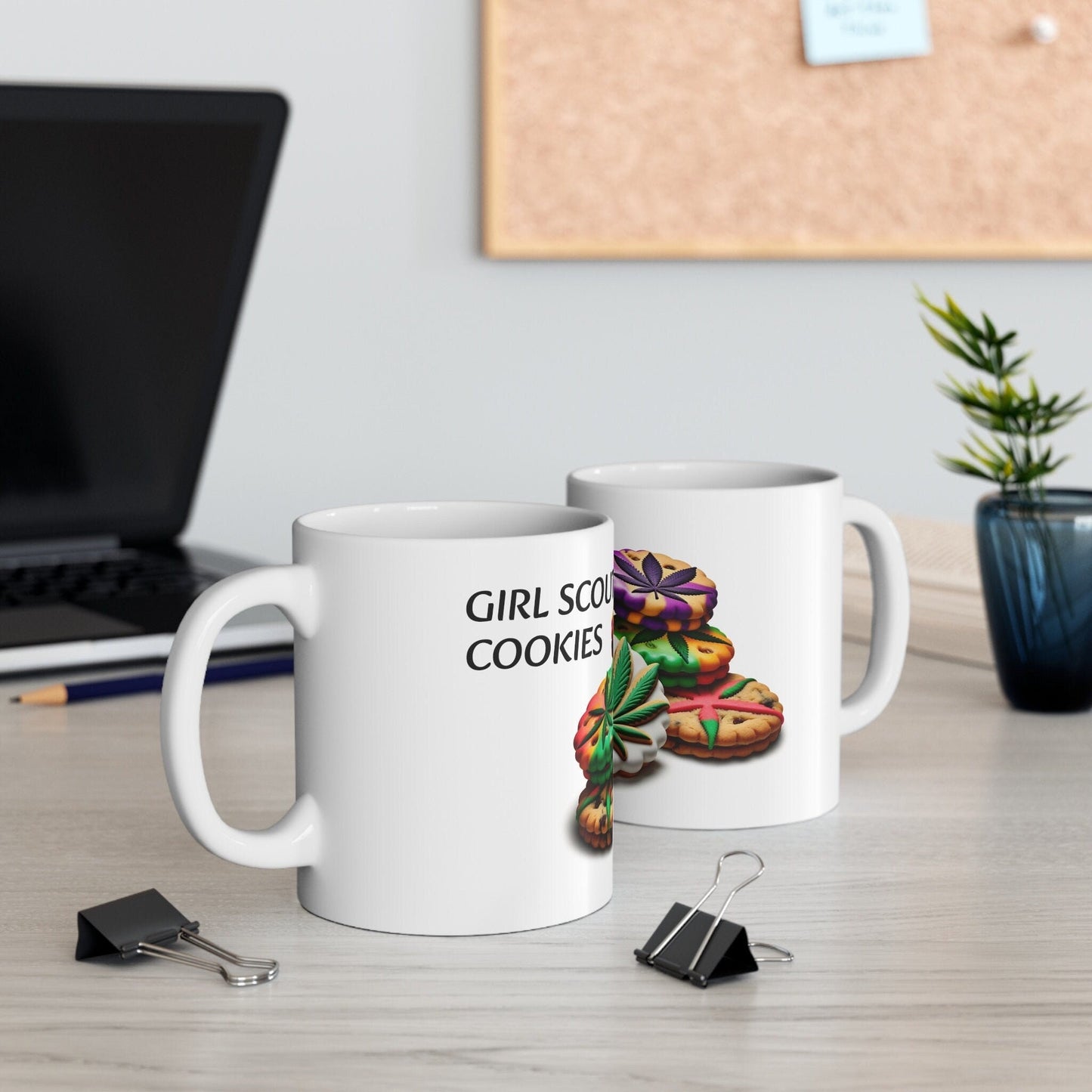 GIRL SCOUT COOKIES - Weed Coffee Mug (11oz) - Perfect Strains Gift for Smokers, Stoners, Growers; Wake & Bake / 420 Weed Mug, Marijuana Gift