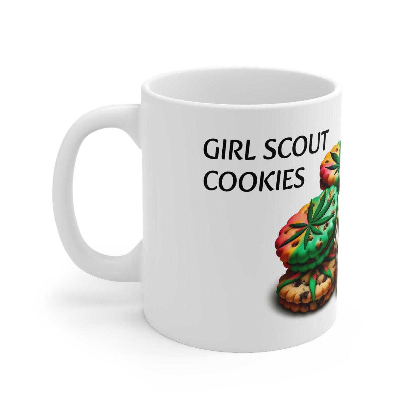 GIRL SCOUT COOKIES - Weed Coffee Mug (11oz) - Perfect Strains Gift for Smokers, Stoners, Growers; Wake & Bake / 420 Weed Mug, Marijuana Gift