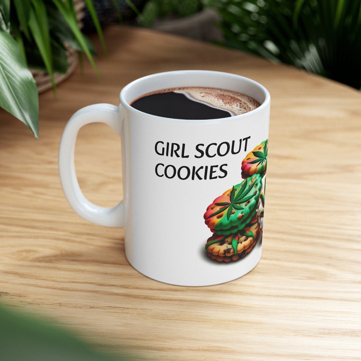 GIRL SCOUT COOKIES - Weed Coffee Mug (11oz) - Perfect Strains Gift for Smokers, Stoners, Growers; Wake & Bake / 420 Weed Mug, Marijuana Gift