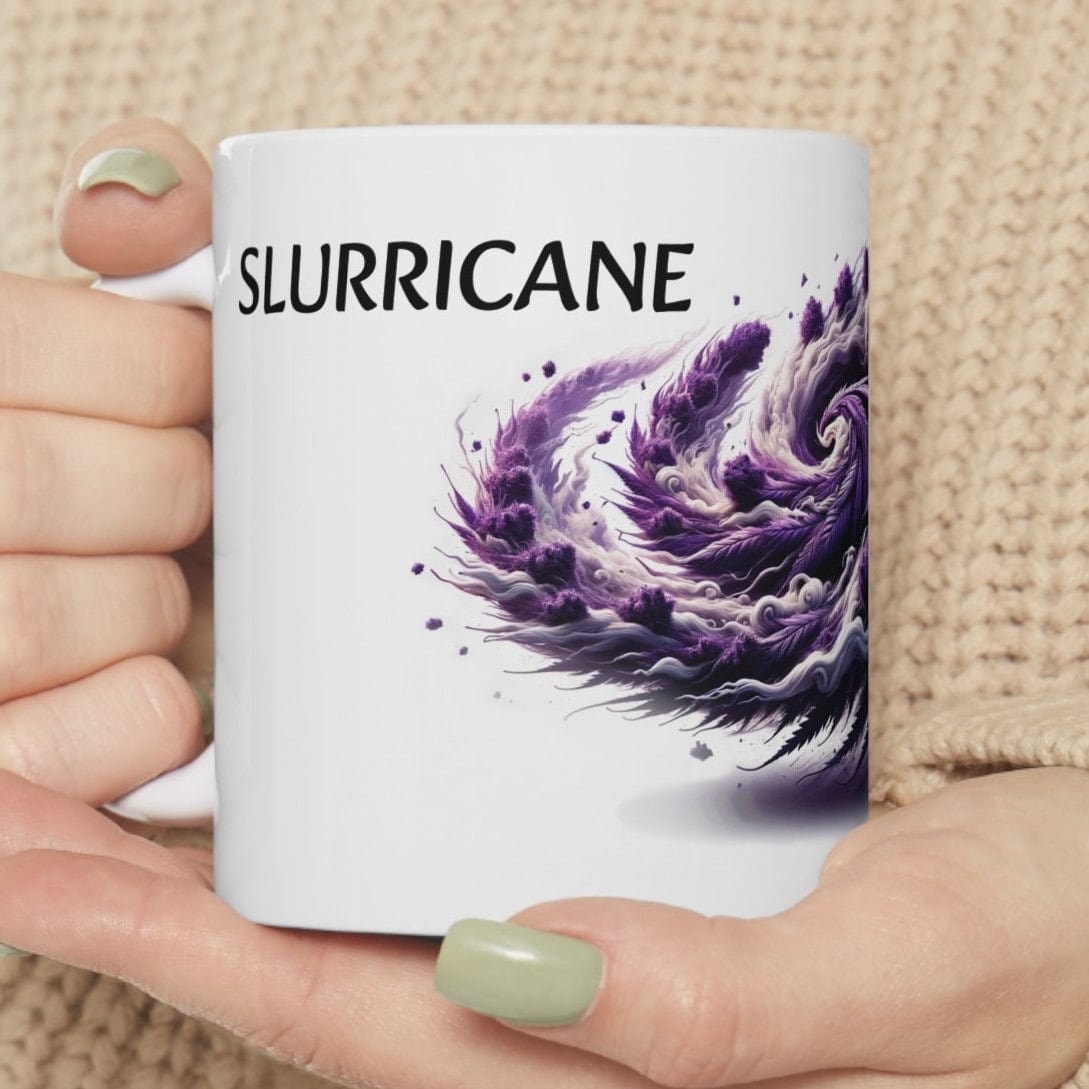 SLURRICANE - Weed Coffee Mug (11oz) - Perfect Strains Gift for Smokers, Stoners, Growers; Wake and Bake Mug / 420 Weed Mug, Marijuana Gift