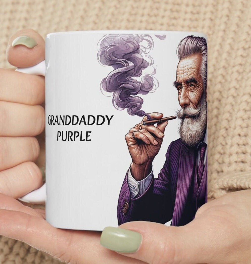 GRANDDADDY PURPLE - Weed Coffee Mug (11oz) - Perfect Strains Gift for Smokers, Stoners, Growers; Wake & Bake / 420 Weed Mug, Marijuana Gift