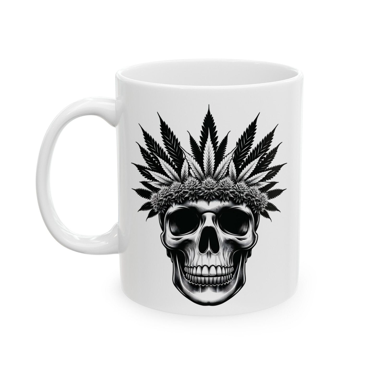 420 WEED SKULL MUG - Coffee Weed Mug (11oz) - Weed Gift for Stoners, Smokers; Wake & Bake Mug / 420 Weed Mug / Marijuana Gift, Cannabis Mug