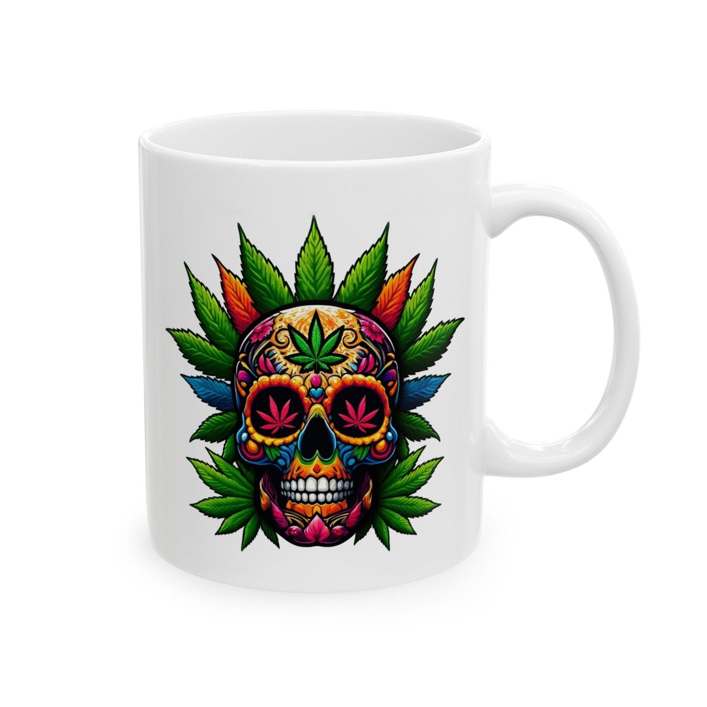 420 DAY OF DAY Skull - Coffee Weed Mug (11oz) - Weed Gift for Stoners, Smoker; Wake & Bake Mug / 420 Weed Mug / Marijuana Gift, Cannabis Mug