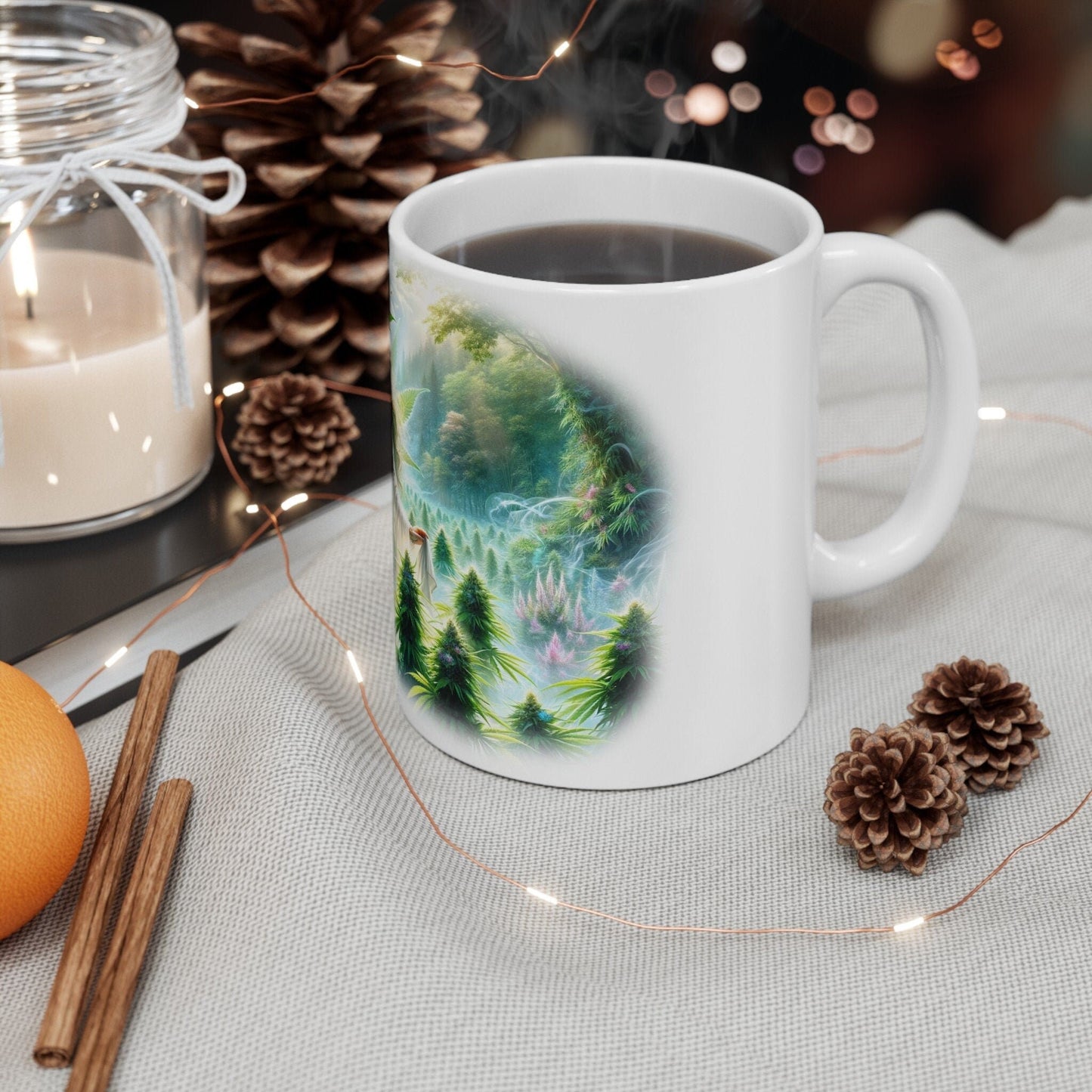 NATURE WEED GODDESS - 420 Coffee Weed Mug (11oz) - Weed Stoner Gift, Smokers; Wake & Bake Mug / 420 Weed Mug / Marijuana Gift, Cannabis Mug